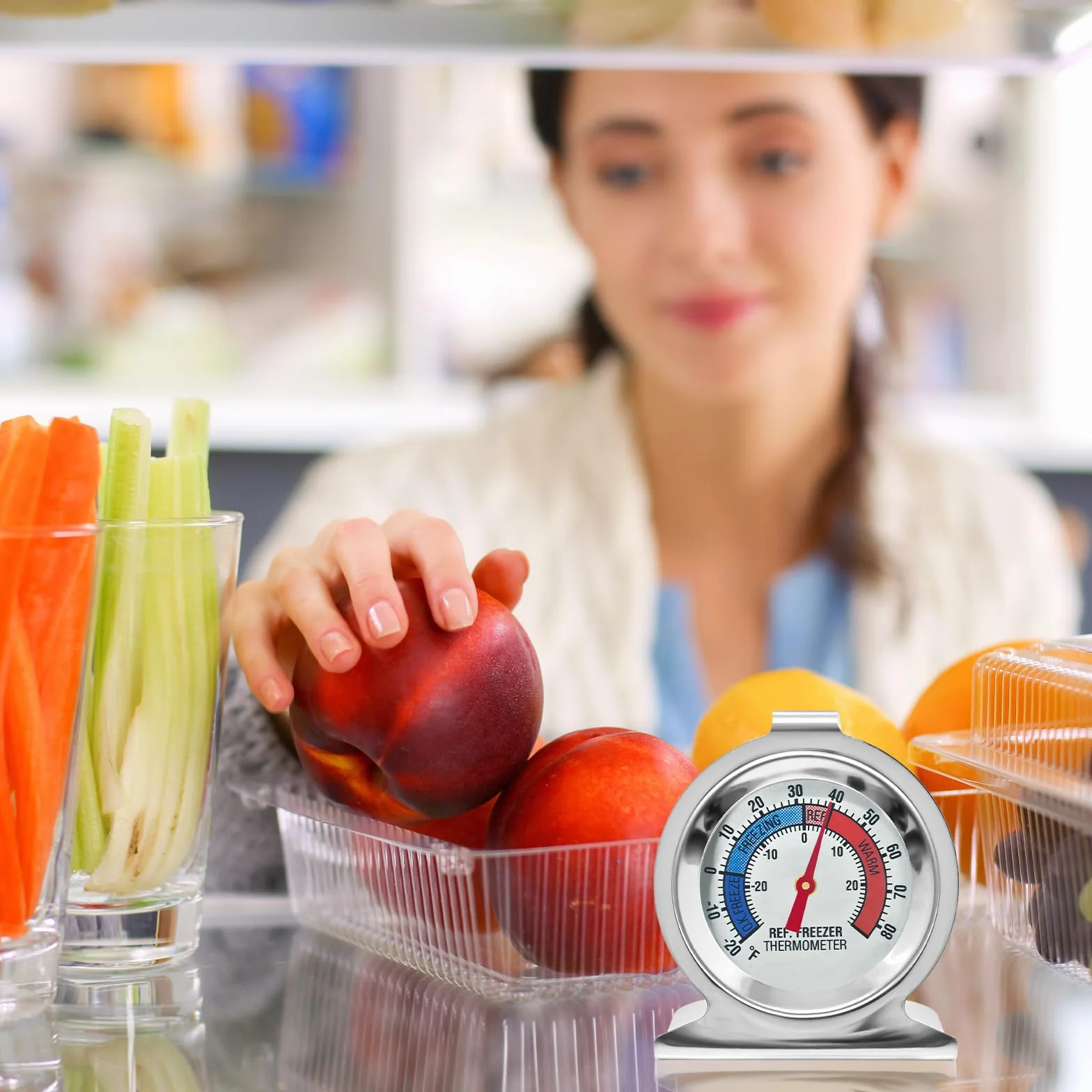 Paquete de 12 termómetros para refrigerador y congelador, esfera grande, termómetro de nevera con doble escala -30 ~ 30 °C/-20 ~ 26.7 °C para congelador y refrigerador