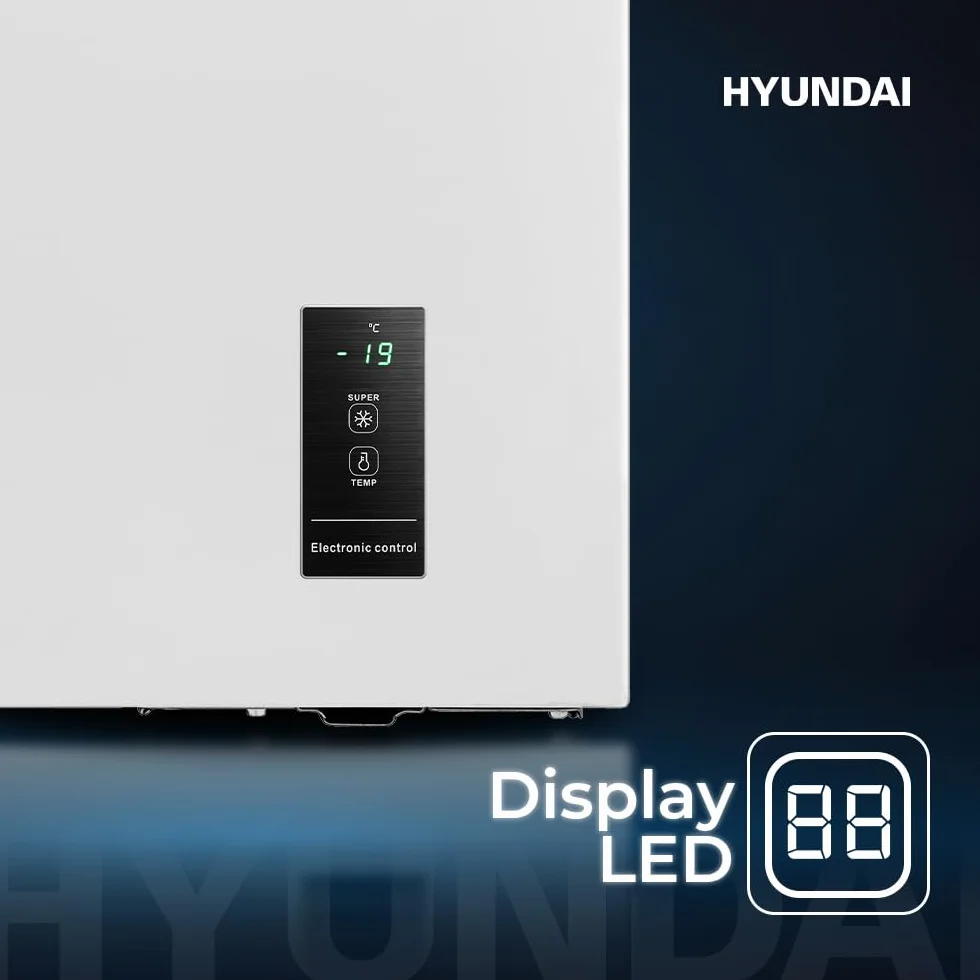 Hyundai Congelador Horizontal Blanco HCH300EDW00. Capacidad 290 Litros, 2 Cestas, Bajo Nivel Sonoro, Eficiencia Energética Clase E