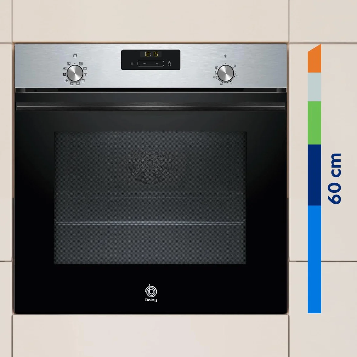 Balay - Horno multifunción con función vapor, 60 x 60 cm, Aqualisis, Control Comfort, Raíles 1 nivel, Cristal negro, 3HA4031X3