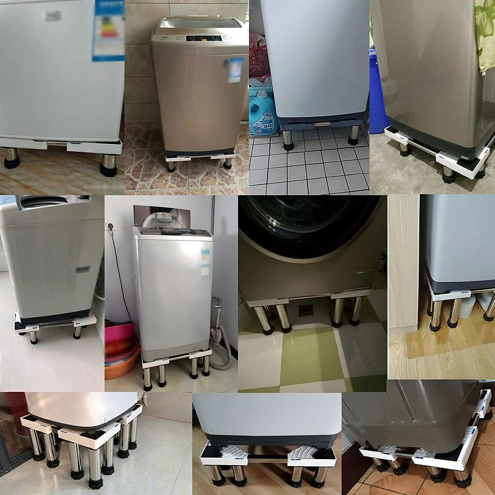 Base De Soporte para Lavadora, Base Ajustable con Patas De 4/8/12 Pulgadas, Antivibración, Silenciosa, Longitud/Ancho De 47 A 67 Cm, Pedestales Y Marcos para Secador,4 Legs-15-18cm