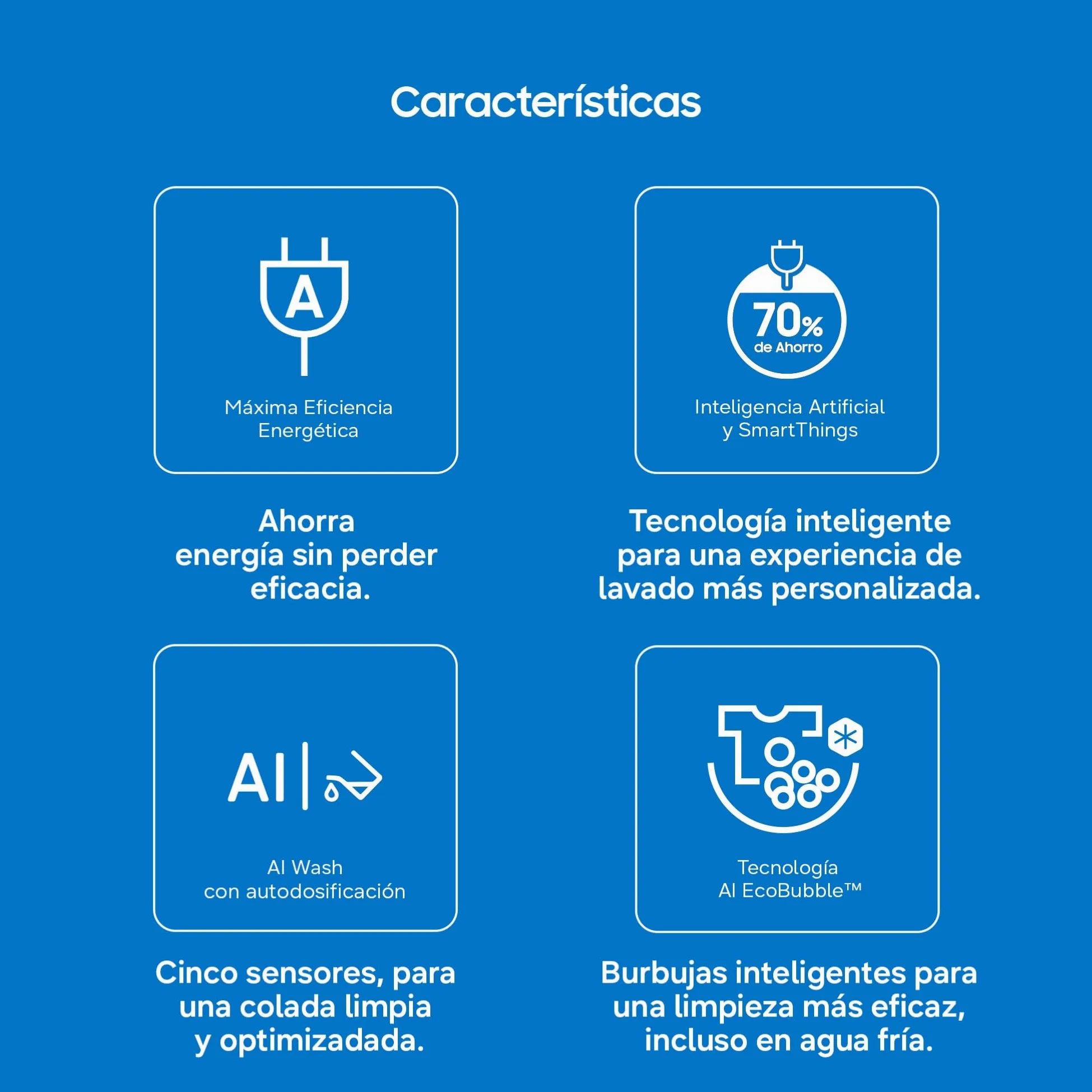 Samsung Lavadora Carga Frontal 9Kg Clase A-10% WW90DG6U85HHU3 | Autodosificación, Ahorra hasta un 70% de energía con inteligencia artificial, Tecnología AI EcoBubble, Programa Super Speed
