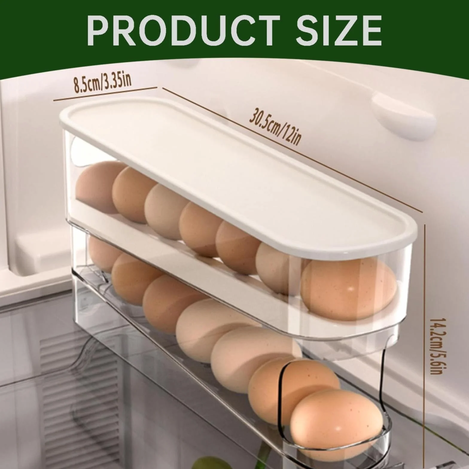 Rejilla for huevos con ruedas automáticas, refrigerador, caja de almacenamiento for, dispensador que ahorra espacio, compatible, rejilla for for cocina, gabinete encimera(2pcs)
