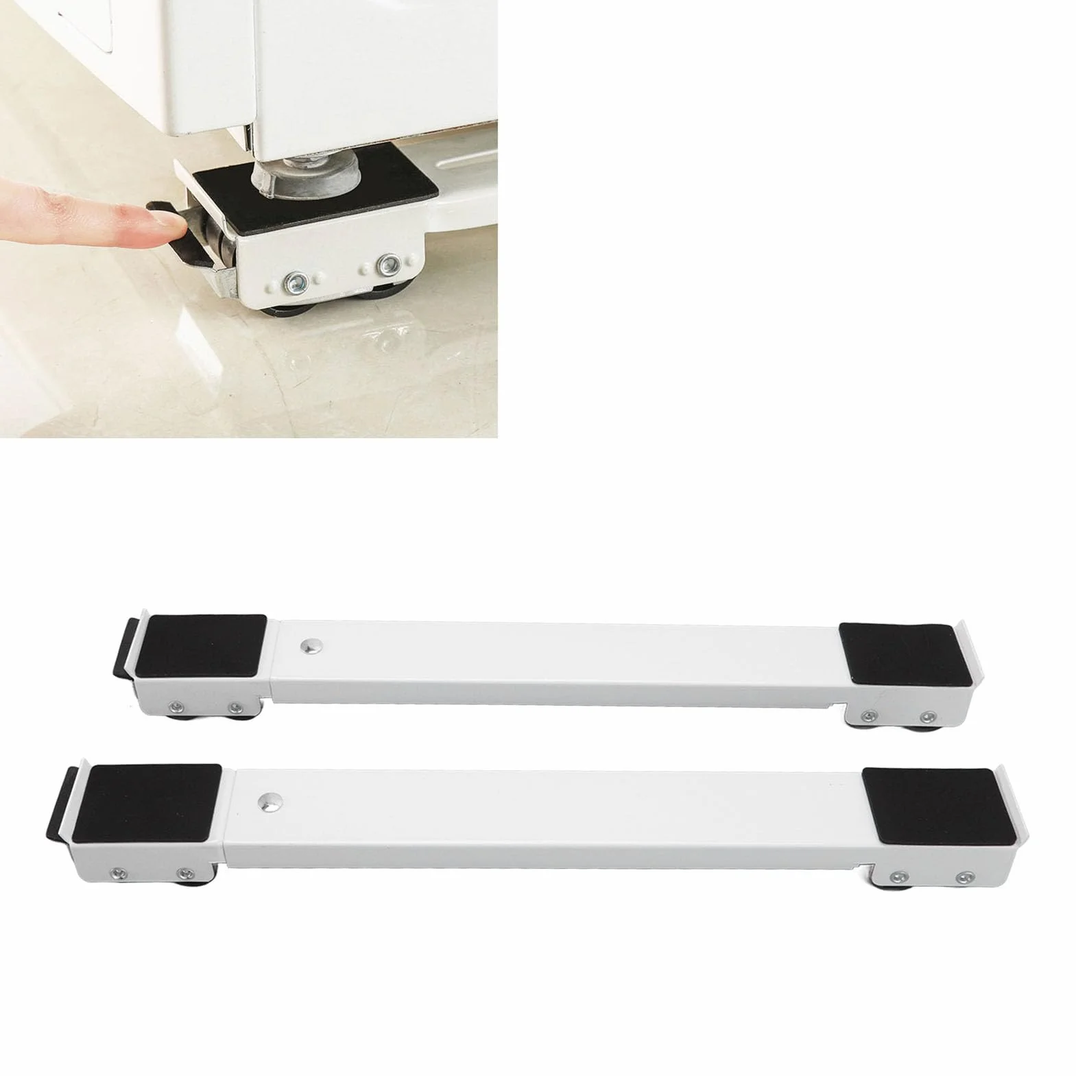 Topyond 2 Juegos De Muebles, Soporte De Rodillo Móvil, Base Elevada Extensible, Base De Lavadora Móvil con Ruedas para Refrigerador, Lavadora, Secadora, Muebles Grandes Y Pesados(Blanco)
