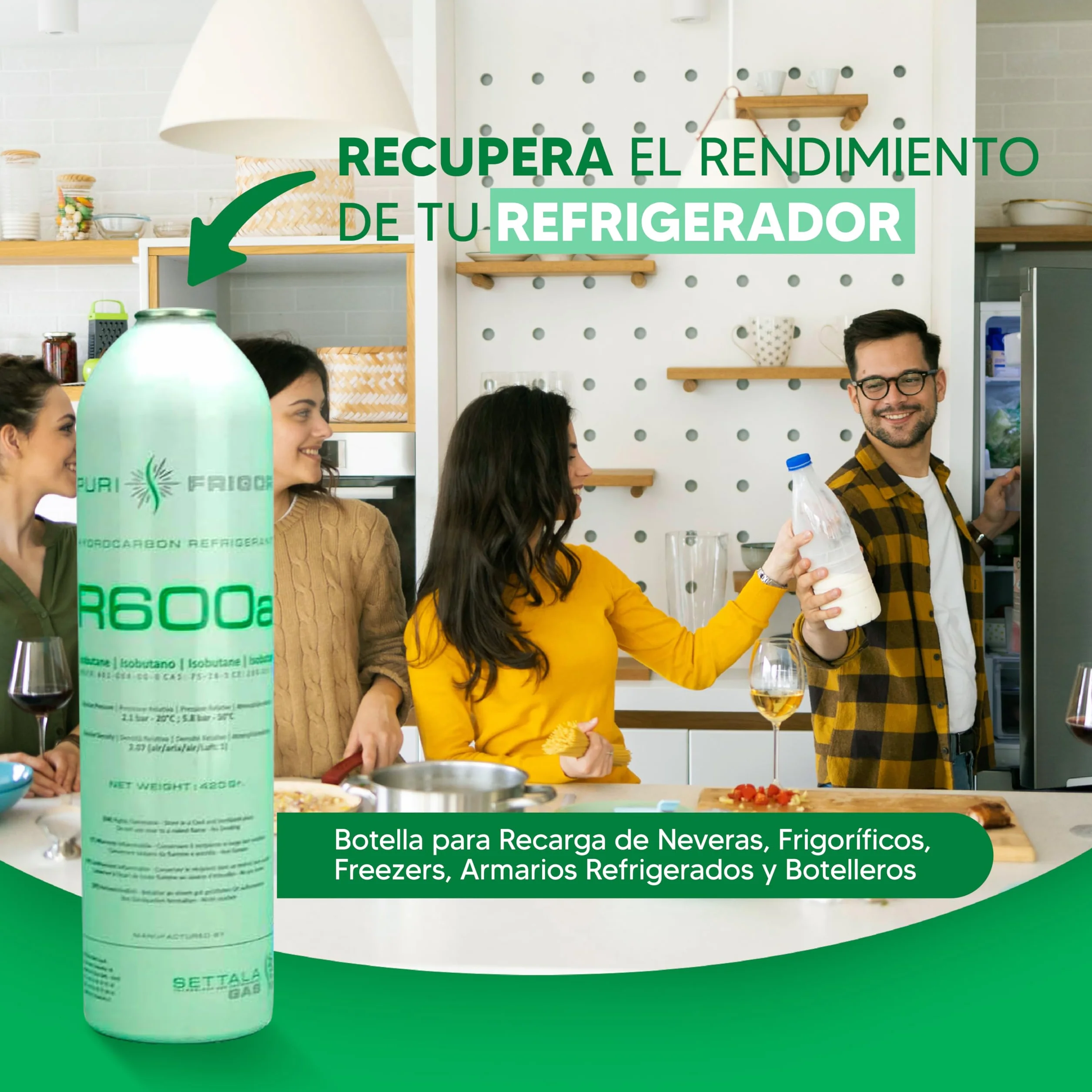 REPORSHOP - Kit Recarga Refrigerante - 1 Botella de 420 g Gas Refrigerante R600a - Válvula Servicio - Compatible con Frigoríficos, Armarios Fríos, Botelleros, Freezer - Herramientas Frigorista