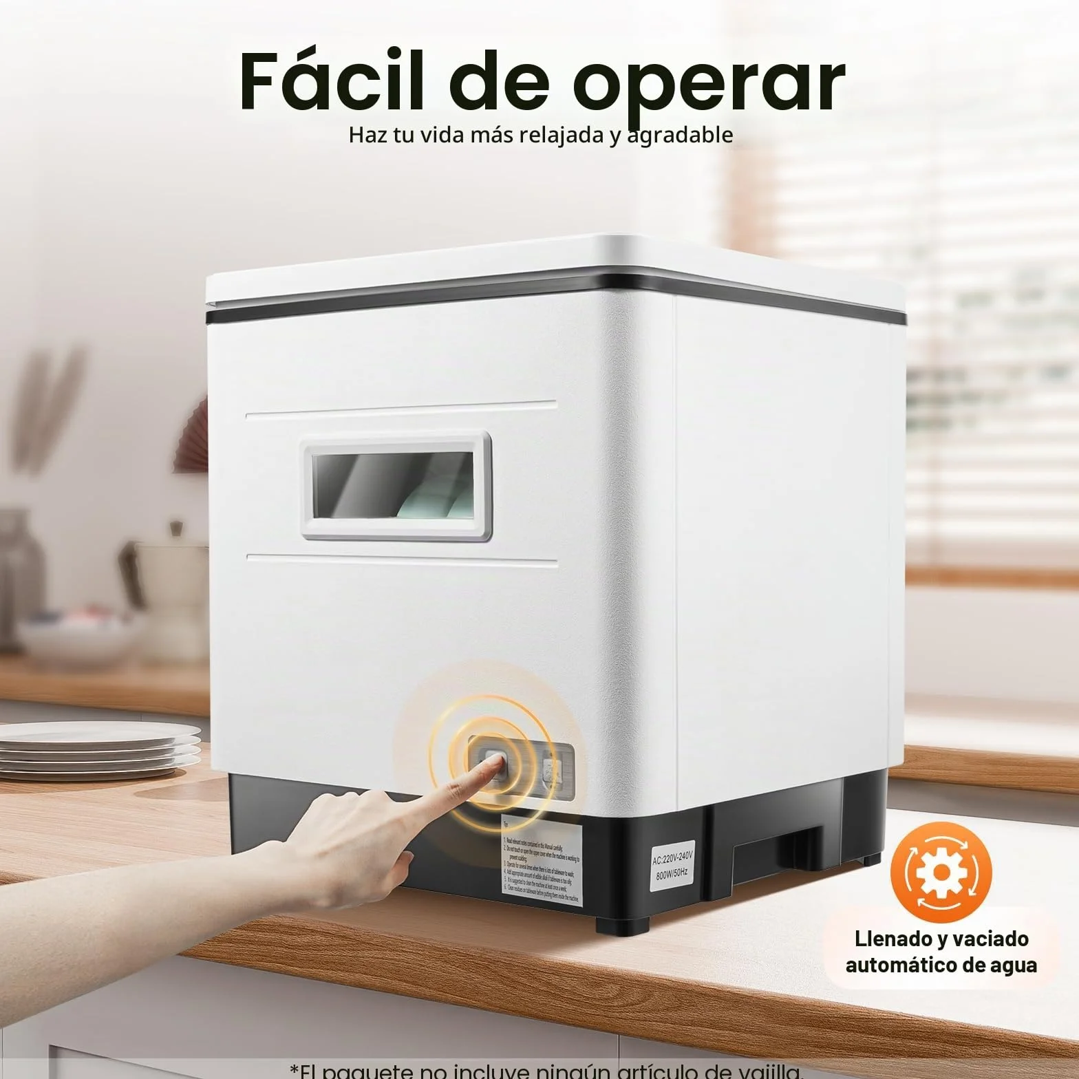 Mini lavavajillas de mesa blanco, 6 juegos de vajilla de capacidad, 55 dB silencioso, compacto con programa rápido y modo ECO, sin montaje, ideal para cocina/autocaravana