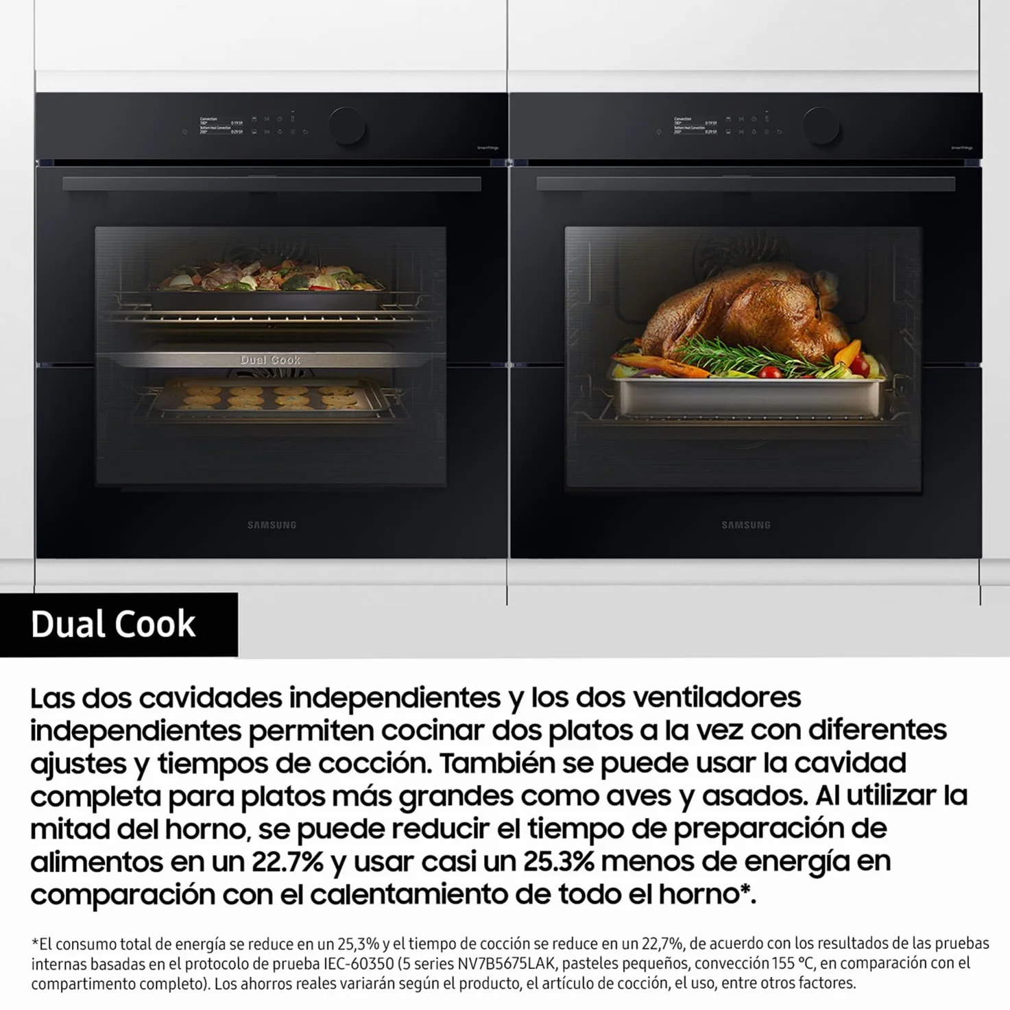 Samsung NV7B5750TDK, Horno Pirolítico 76L Dual Cook Negro [Clase de eficiencia energética A+]