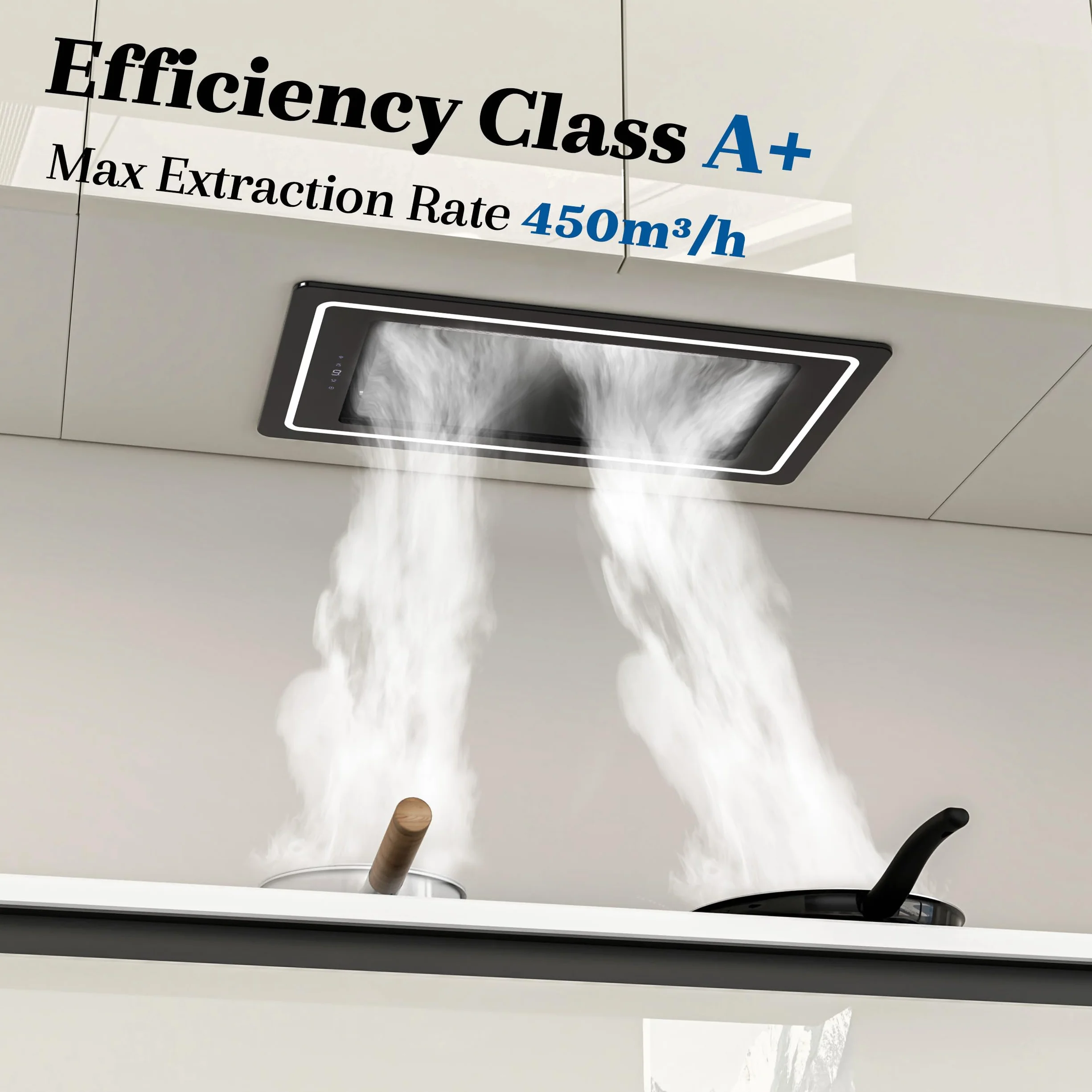 FIREGAS Campana Extractora Empotrada 52 cm 450 m³/h Clase A+ 9 Velocidades Control Táctil Tira LED Filtro Carbón Activo