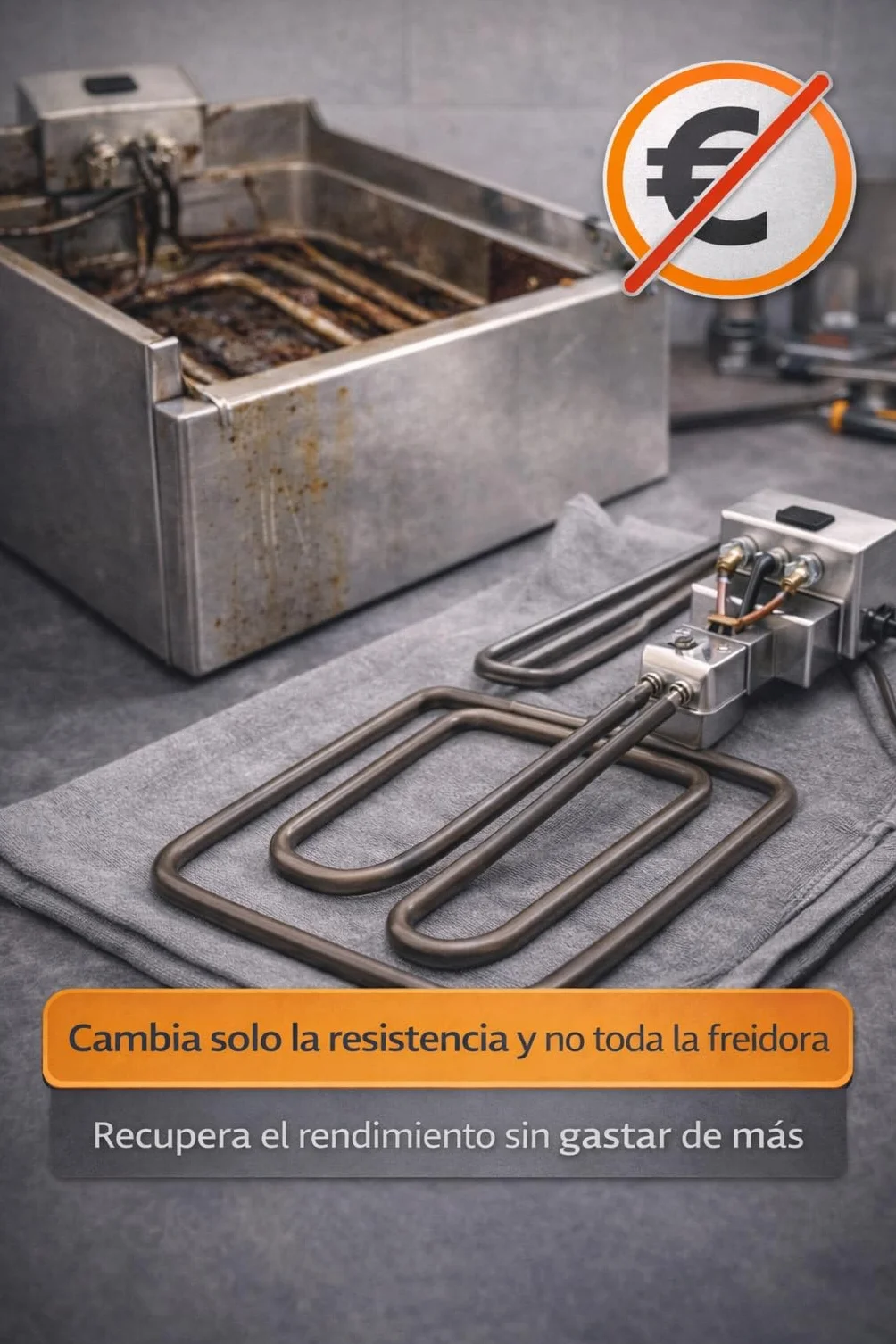 RO Linea Blanca ® Resistencia Freidora 3200W 230V Con Caja Conexion Tipo Enchufe Repuesto Inmersion Compatible con Jemi J6 N10 Serie 600 Medidas 355x195mm Tubo 8mm Calentamiento Rapido Hosteleria