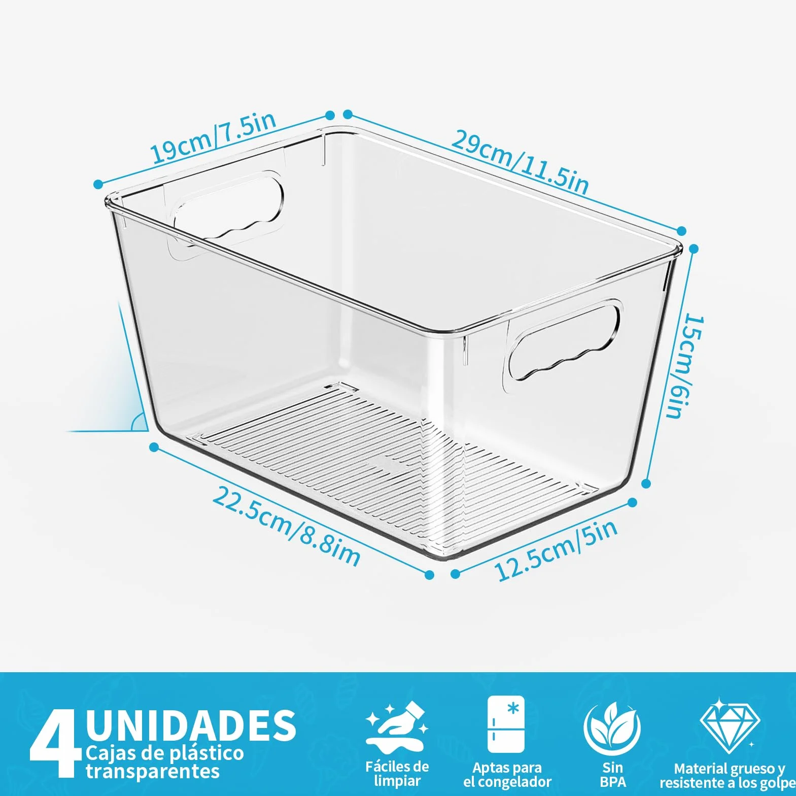 Organizador Nevera, Organizadores para la Despensa, Organizador Frigorifico para la Cocina, Refrigerador, Encimeras y Armarios (Paquete de 4, L(30x20x15CM))