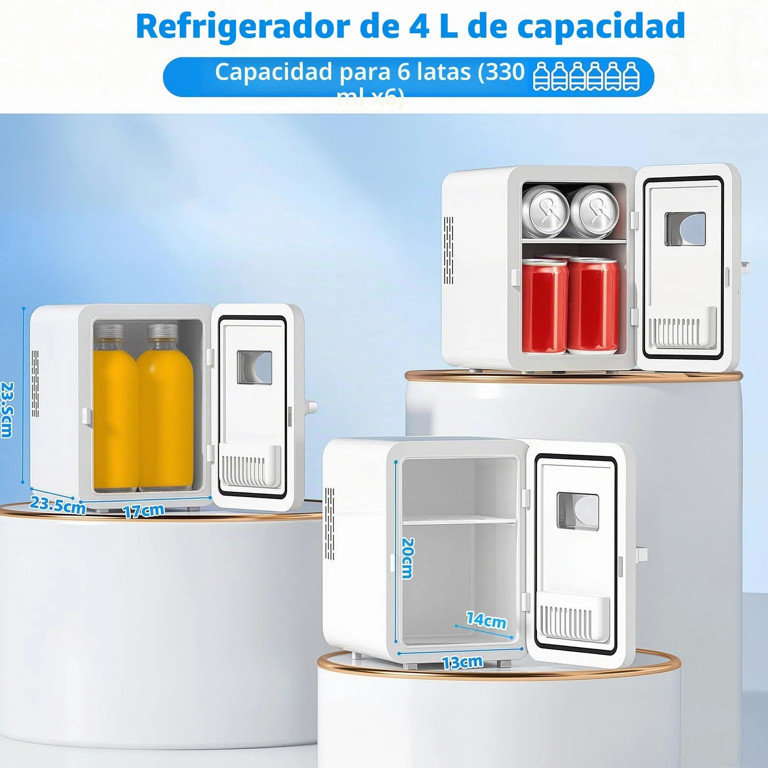 Vexloria Mini Nevera, 4L nevera Skincare, CA 220V/ CC 12V para Coche, Enfriar para Dormitorio, para coche, oficina, dormitorio CGA1