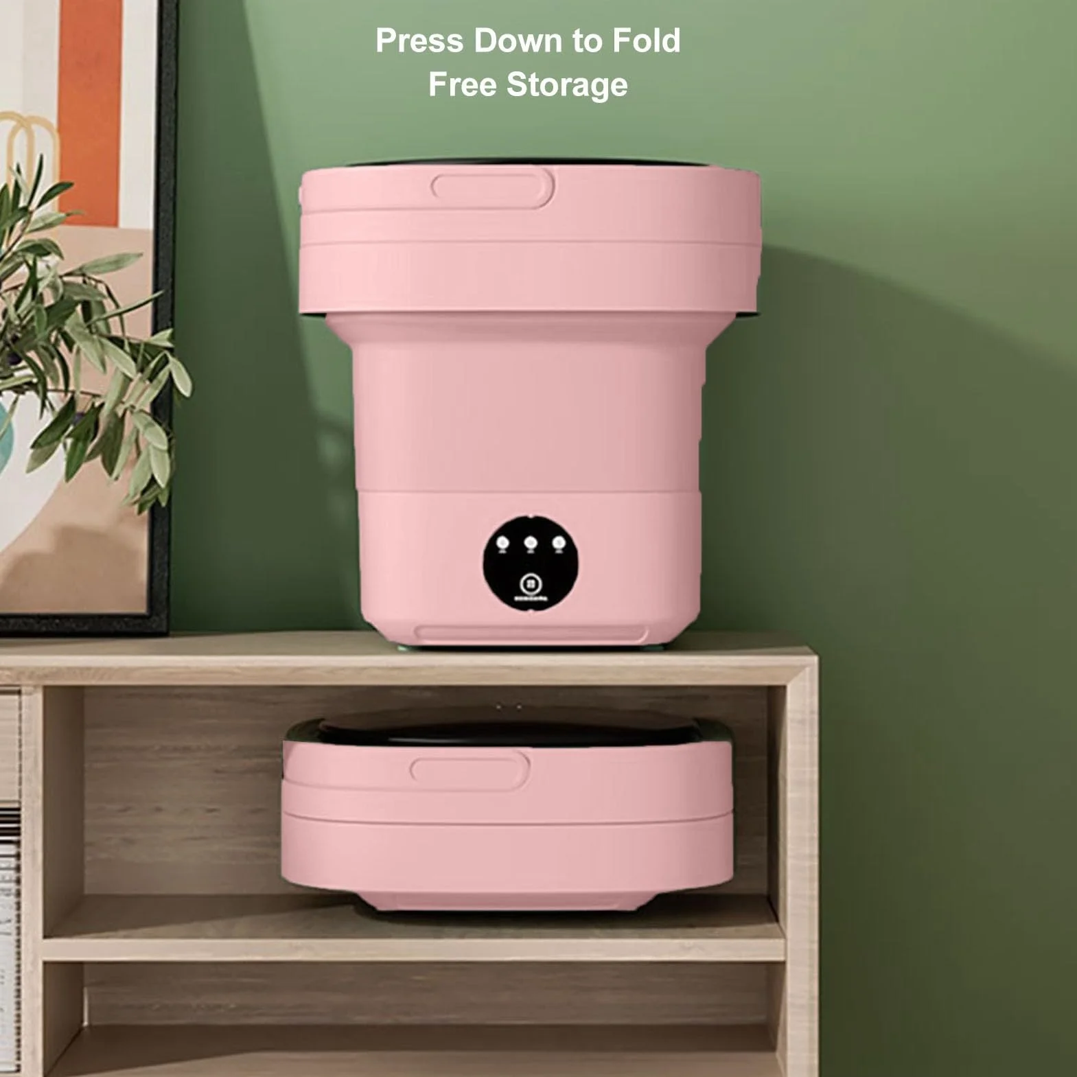 Mini lavadora portátil de 6,5 l, portátil, plegable, portátil, con secadora centrifugadora, suave y cubo para el hogar, dormitorio - enchufe europeo adaptado (rosa)