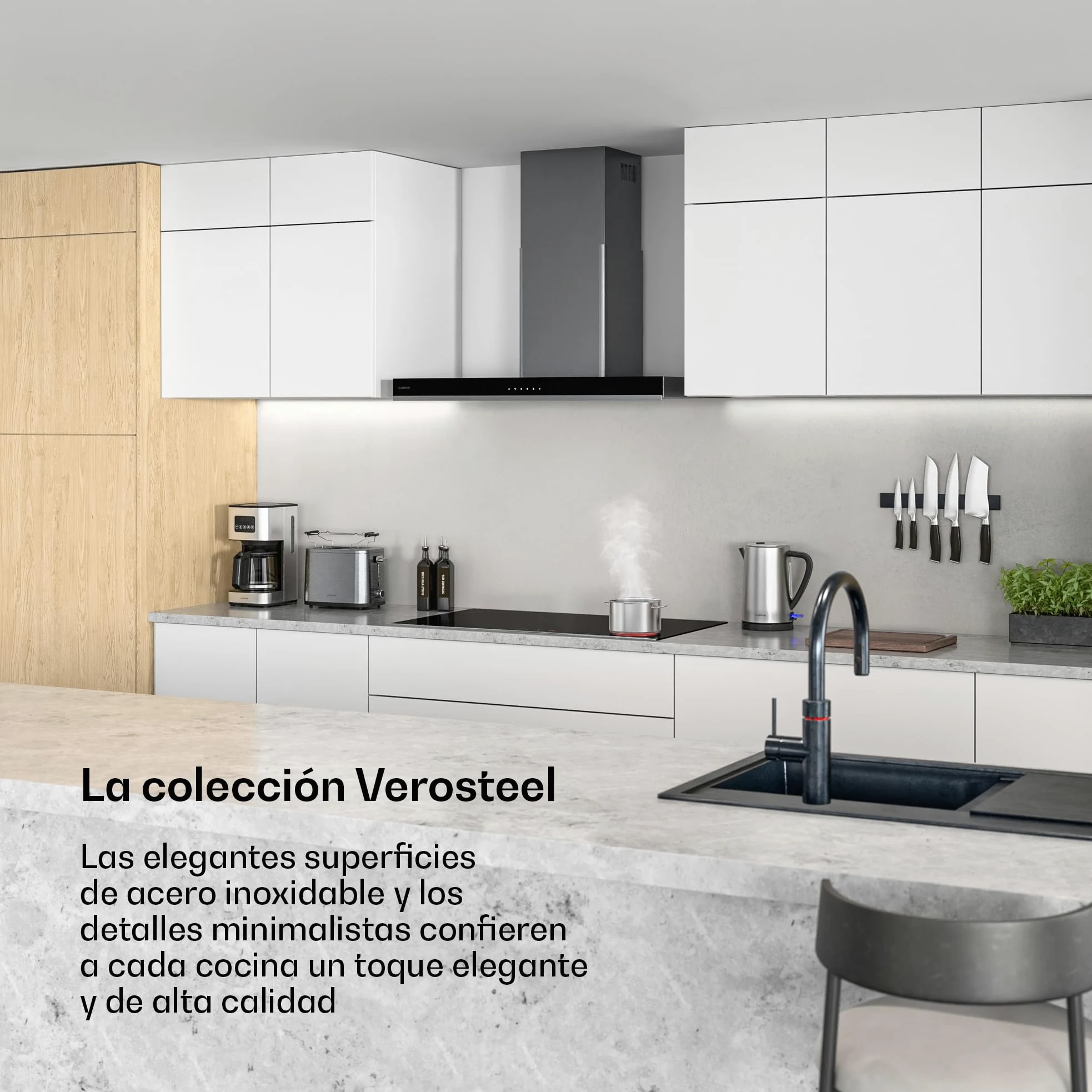 Klarstein Verosteel Vitroceramica 91 cm - Placa Vitrocerámica 5 Zonas, 8400 W, Control Táctil, Temporizador & Bloqueo Infantil, Superficie Fácil de Limpiar, Diseño Minimalista Encastrable