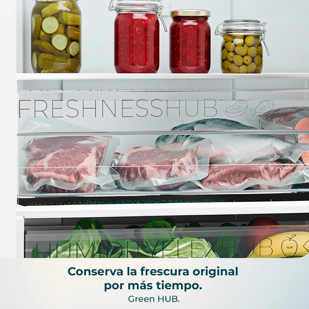 Cecotec Frigorífico Combi Total No Frost de 322L Bolero CoolMarket Combi 322i WD Inox E. 185,5 cm de Alto, 59,5 cm de Ancho, Clase E, Tecnología Multi Airflow, HumidityFlex HUB, LED Interior, Inox
