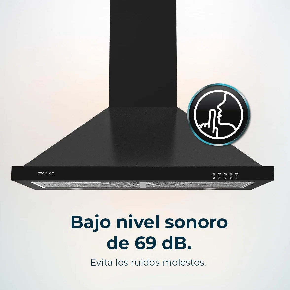 Cecotec Campana Extractora Piramidal 60cm Bolero Flux PM 604300 Black 105W 430m3/h Control Mecánico 3 Niveles