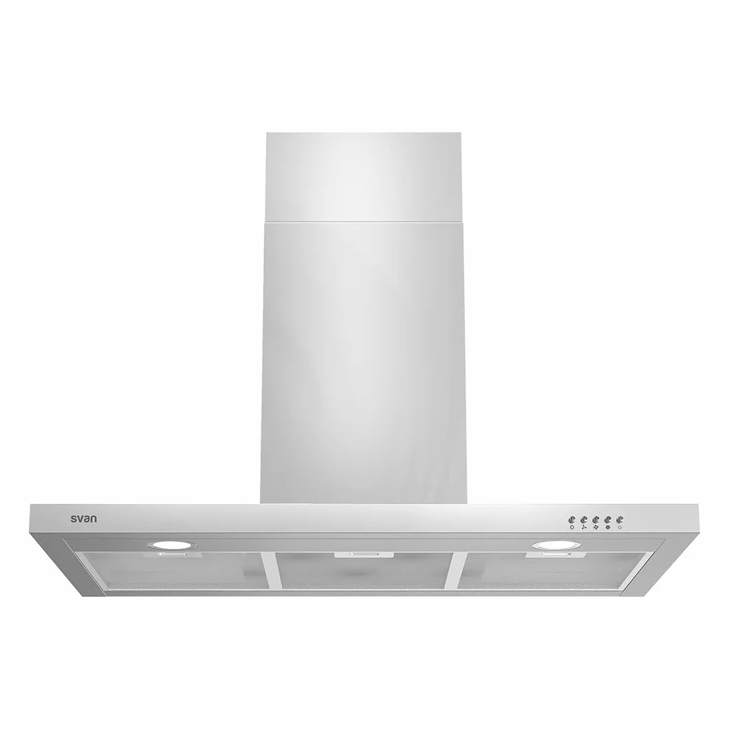 Svan Campana Extractora Tipo T 90cm Inox SCPT901AX. Potencia 233m3/h, Tiro Doble, 3 Velocidades, Control Manual, Filtro apto para Lavavajillas
