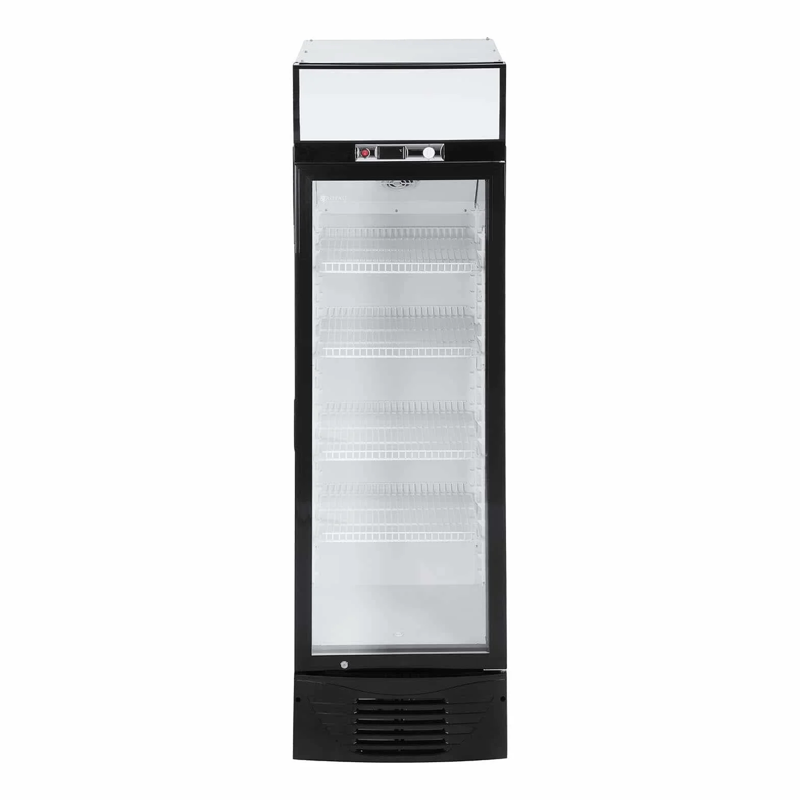Royal Catering Nevera Expositora Para Bebidas RCGK-W278 (278 L, 210 W, 4 estantes, Puerta de cristal batiente con cerradura, Rango de temperatura 2–8 °C)
