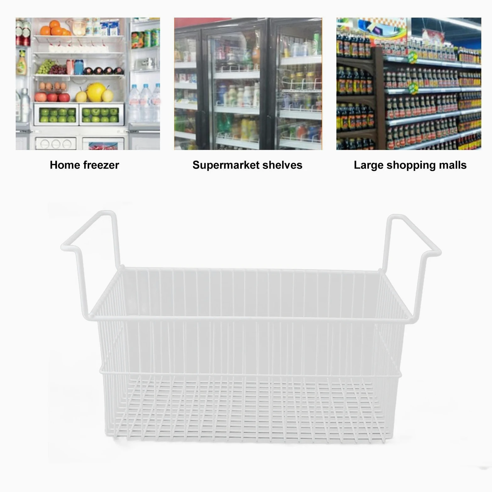 Cestas Organizadoras para Congelador, 2 uds., Cestas para Congelador Horizontal, Cesta de Alambre de Metal de Gran Capacidad para Congelador con (Largo 63 cm x ancho 27 cm x alto
