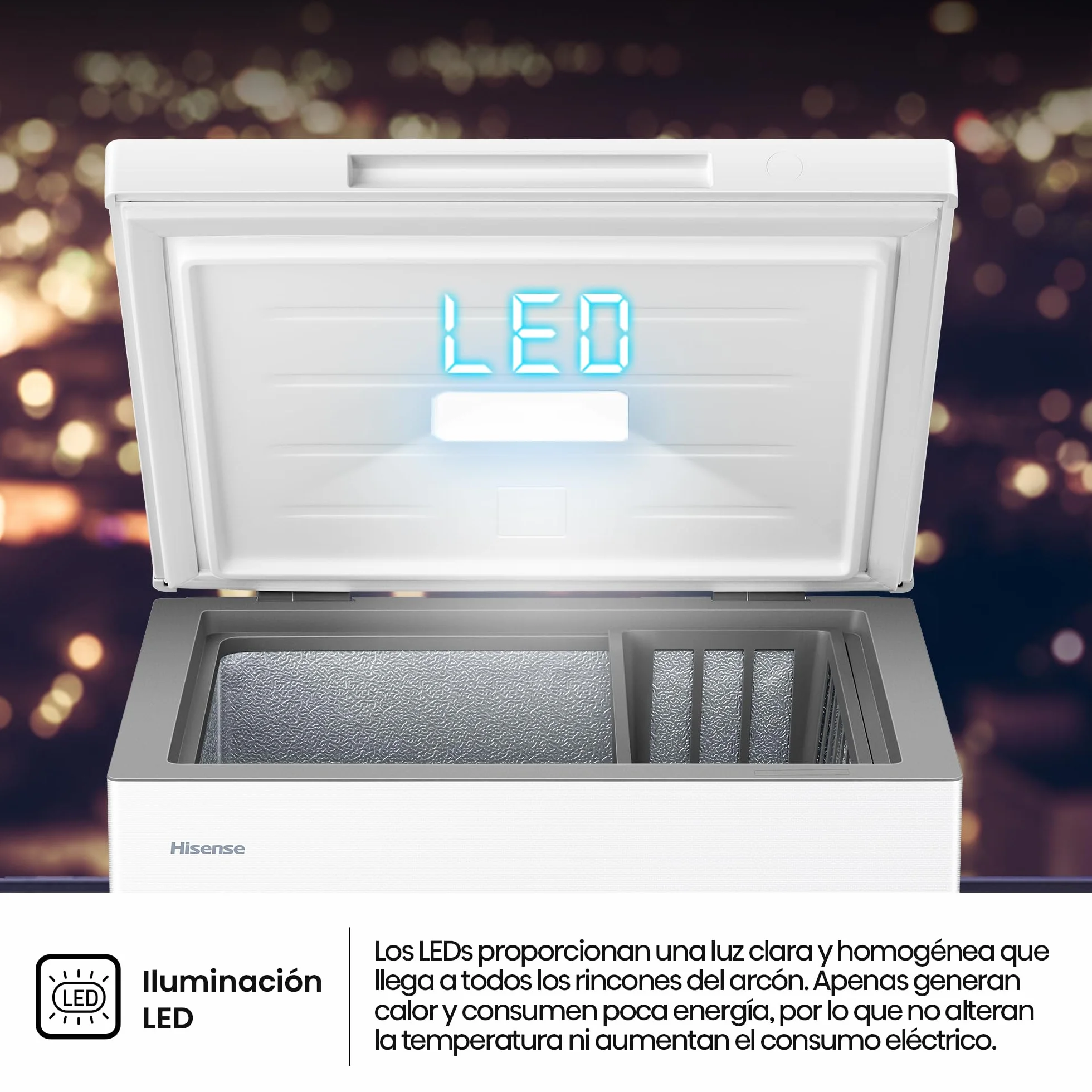 Hisense Arcón Congelador Horizontal 97L 86cm Congelación 360° Congelador Convertible Control Electrónico de Temperatura Freezer Protect Blanco