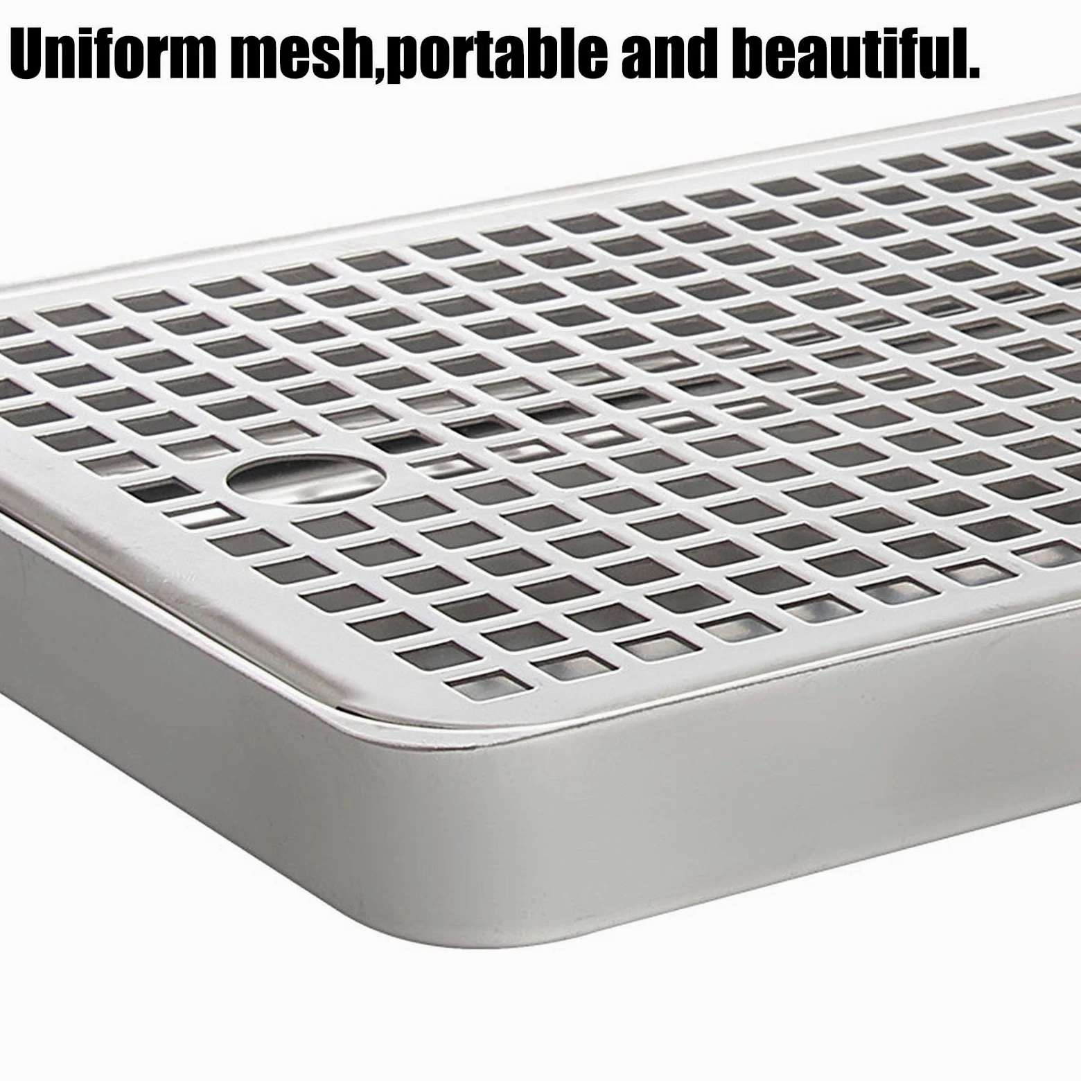 Bandeja de goteo para Kegerator, bandeja de goteo de cerveza de acero inoxidable, diseño rectangular, sin drenaje, ideal para bar en casa o mini nevera, 40 cm de longitud