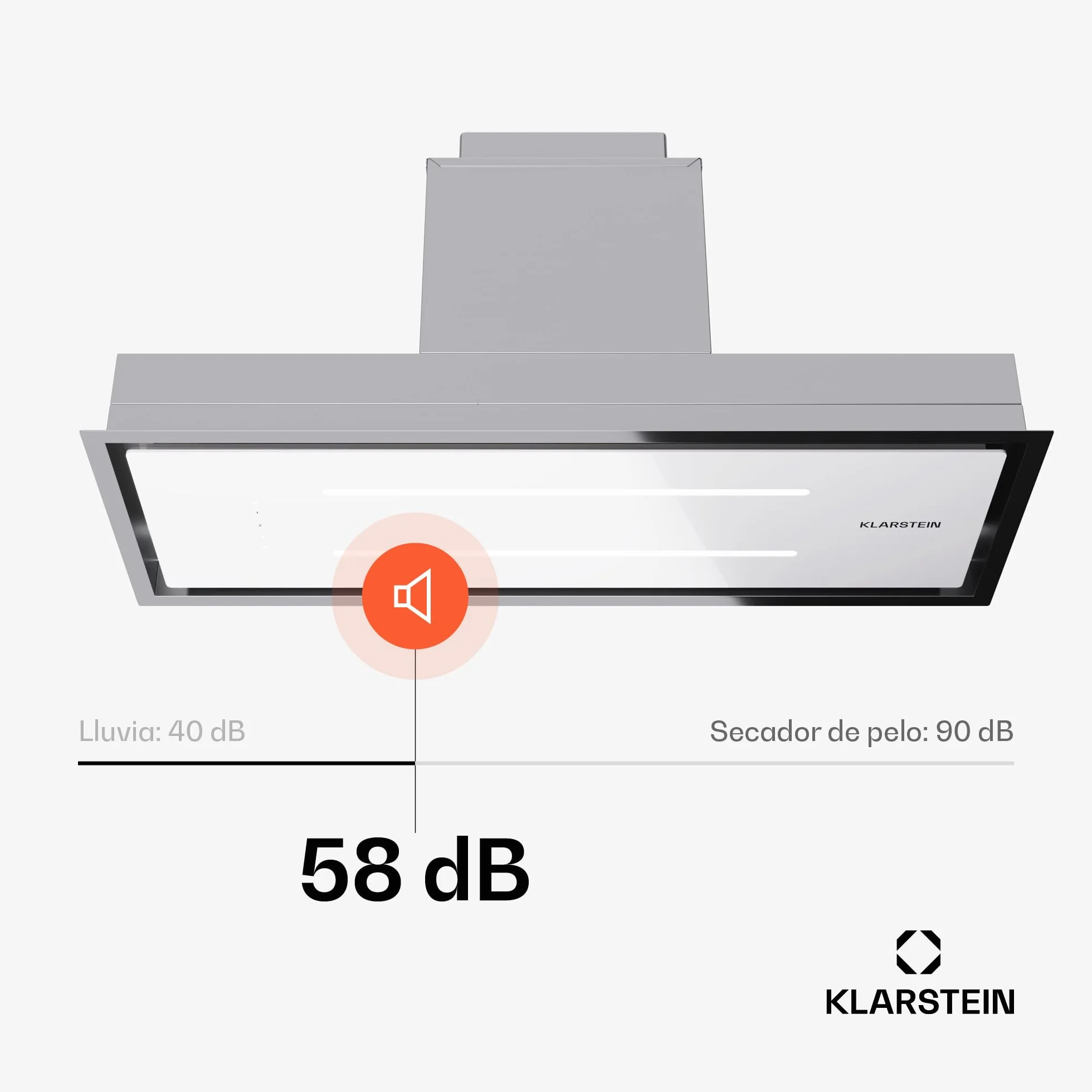 Klarstein Campana Extractora Isla, 410 m³/h, Filtro Aluminio Anti Grasa, Apto Lavavajillas