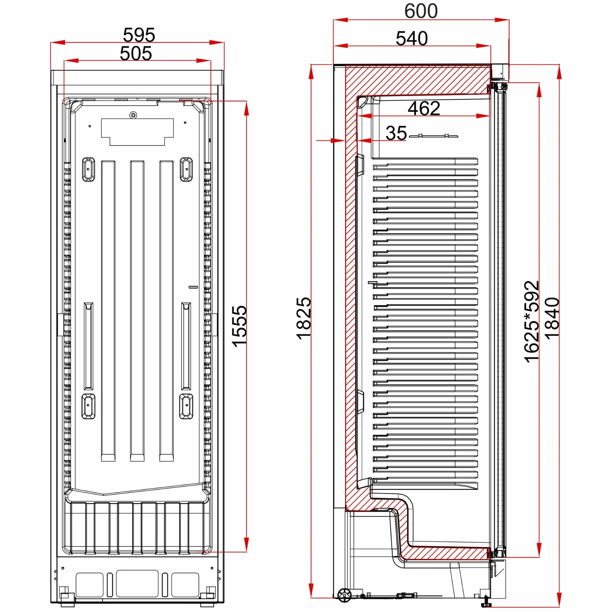 Tefcold CEV425 1 LED Frigorífico para Bebidas, Volumen Bruto 372 L, Nevera Expositora, Frigorífico con Puerta de Cristal, Rango de Temperatura 2 a 10 °C, Luz Interior LED dentro del Marco de Puerta