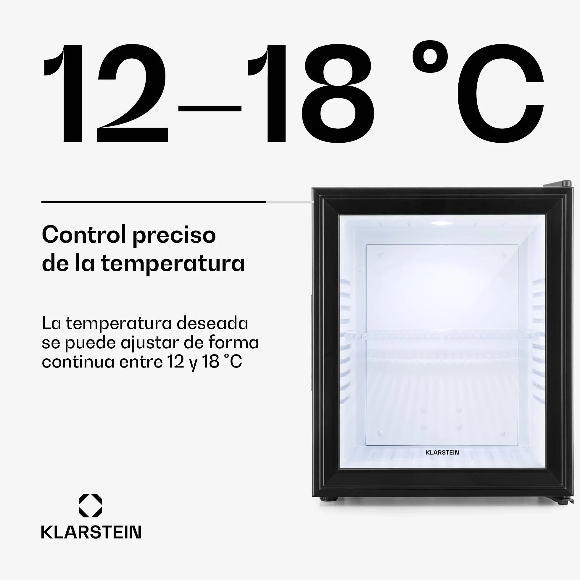 KLARSTEIN Brooklyn Nevera Pequeña Portatil Eléctrica Puerta Cristal, Mini Nevera Silenciosa para Casa y Oficina, Frigorificos Pequeños Refrescos, Cervezas, Estantes Extraíbles, Minibar 12-18°C, 30 l.