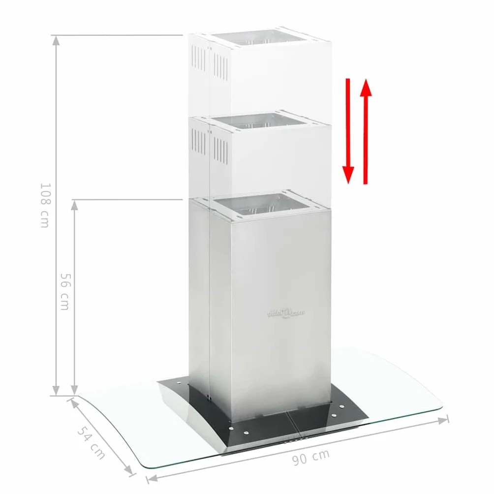 vidaXL Campana Extractora de Techo 90cm Acero Inoxidable 756m³/h LED