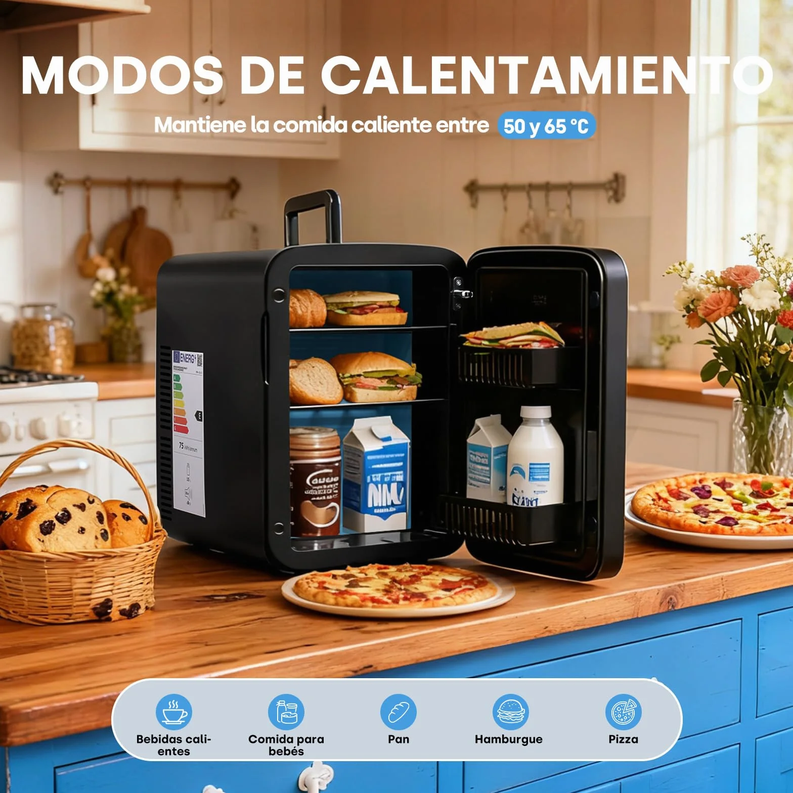 Enventor 15L/20 Latas Nevera Pequeña Negro, Mini Frigorifico con Enfriador y Calentador, Nevera Portatil con Alimentación 12V/220V, Mini Nevera para Habitacion, Oficina, Coche, Frutas y Bebidas