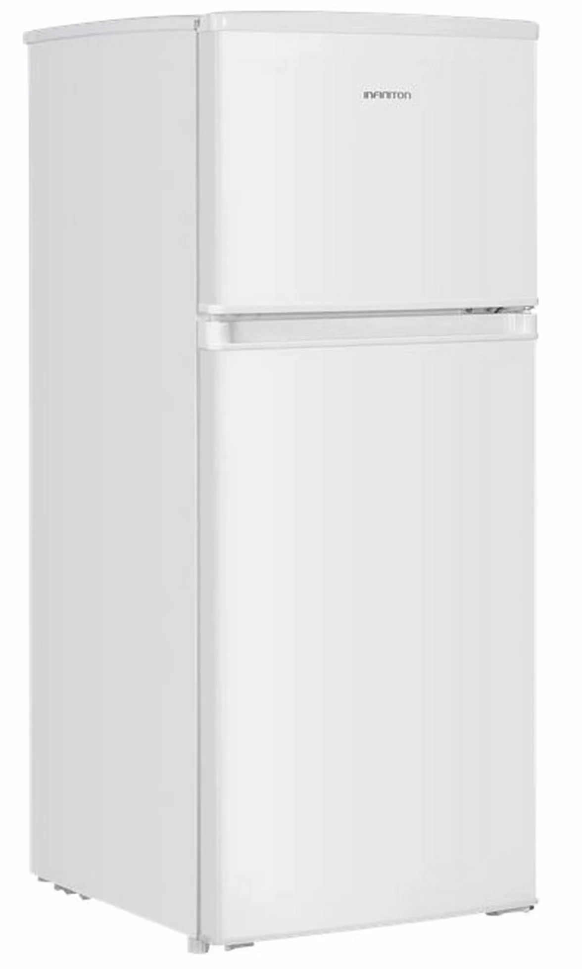 Frigorifico Dos Puertas Infiniton FG-151D12BEV, 151 Litros, 122 cm de Altura, Ancho de 50 cm, Ciclico, LED Interior, Regulación en altura, E, Blanco
