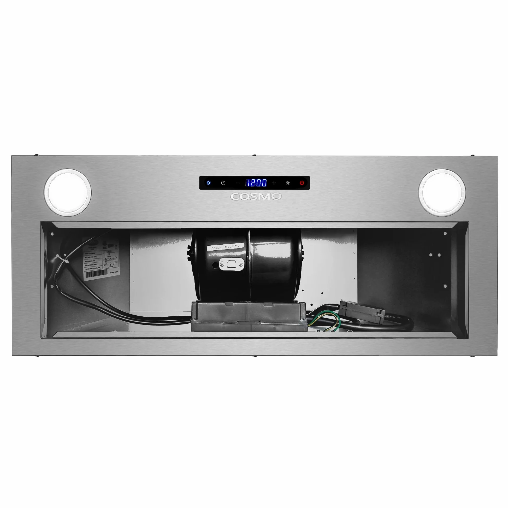 COSMO COS-30IRHS - Campana extractora Lumin Collection 380 CFM con conductos, controles táctiles, luces LED, acero inoxidable