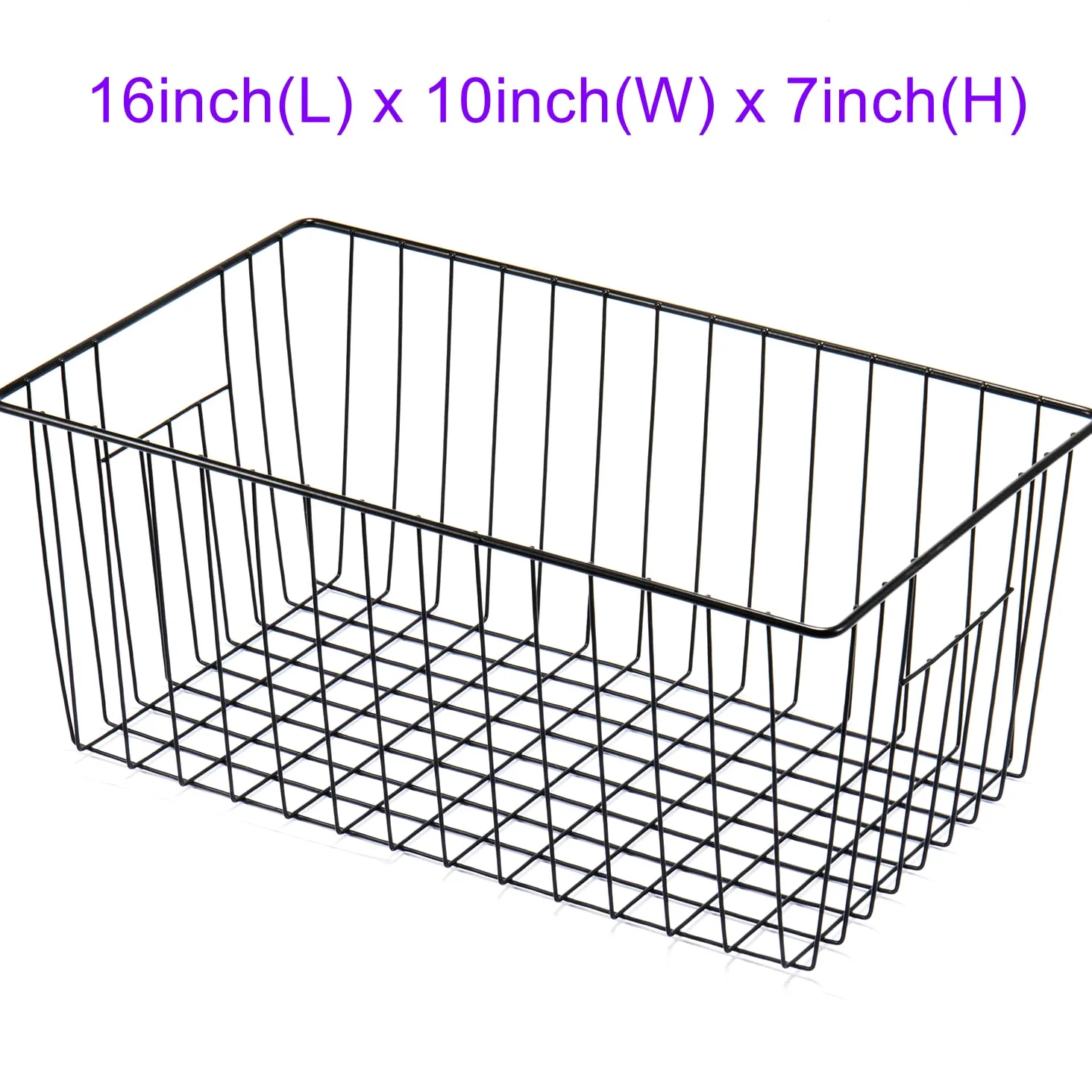 Canastas organizadoras de alambre para congelador de 16 pulgadas, contenedor de refrigerador para el hogar con asas integradas para gabinete, despensa, armario, dormitorio