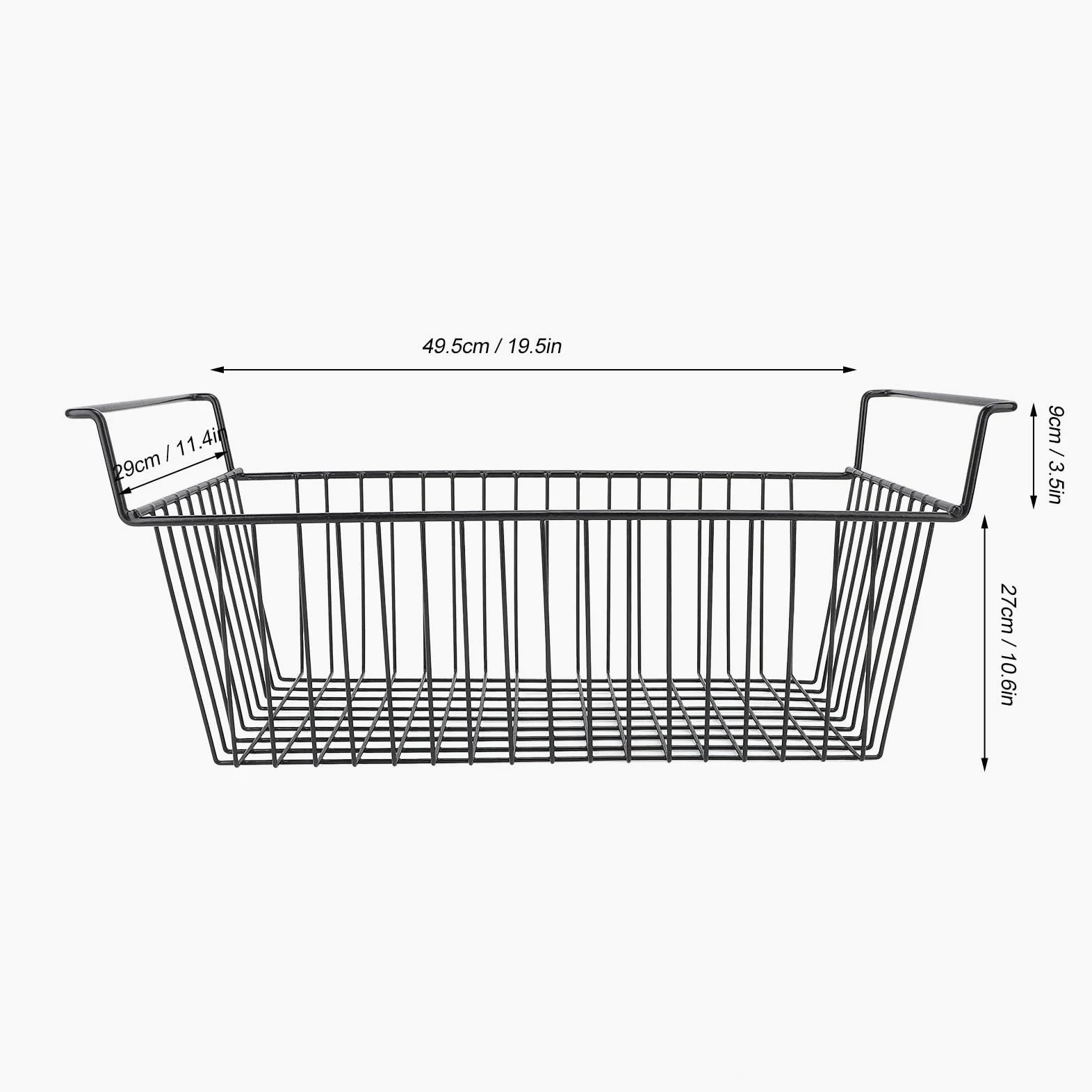 FTVOGUE Cestas para Congelador Horizontal, Paquete de 2 Contenedores Organizadores de Alambre con Asas Apilables (Largo 49,5 cm x ancho 29 cm x alto 27 (de) | Cesta de almacenamiento para congelador con revestimiento de PE.Inoxidable.Asas laterales de fác