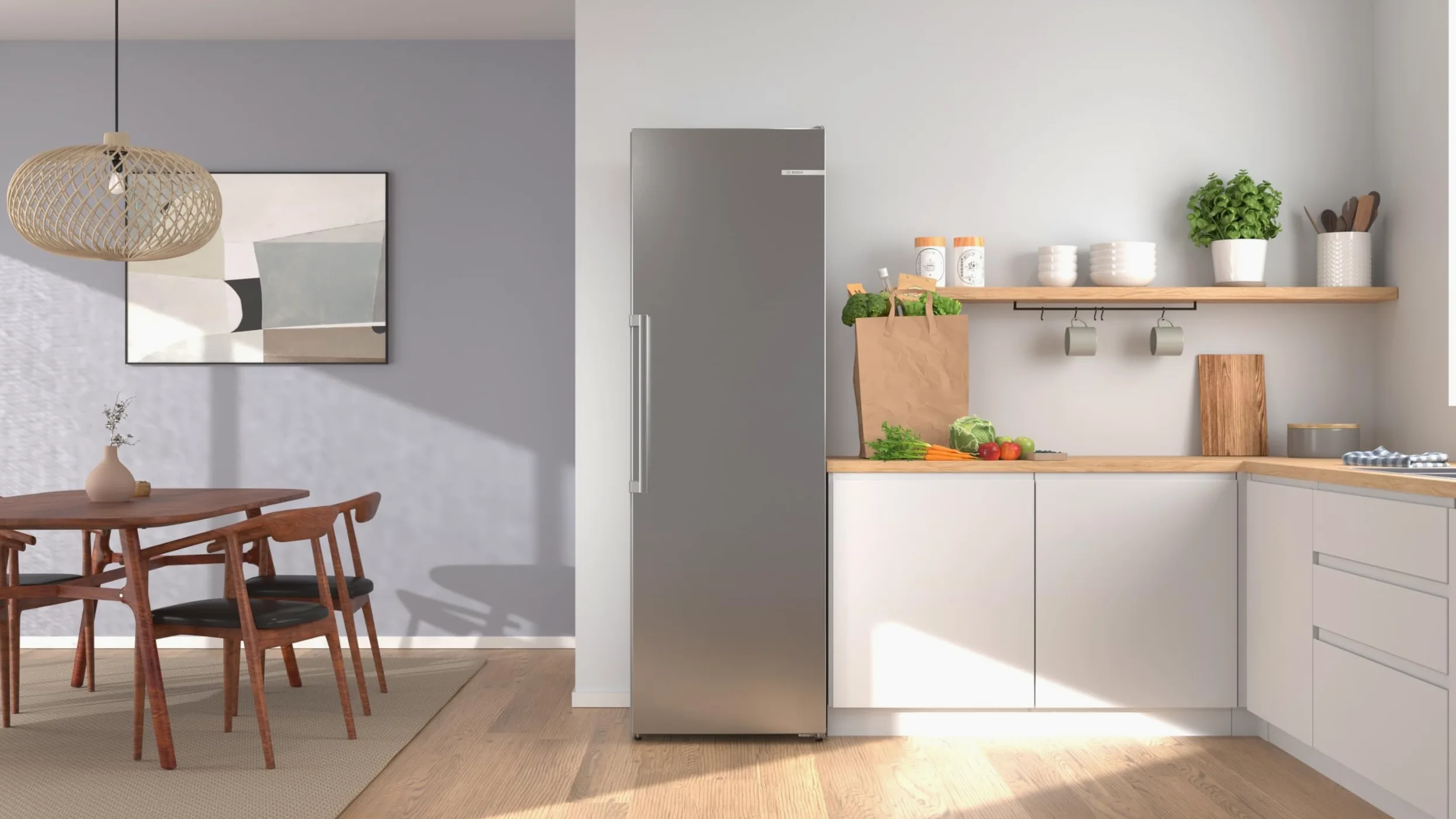 Bosch Serie 6 - Congelador independiente de 186,2 x 59,5 cm, GSN36AICM, capacidad útil de 334 L, total no Frost, iluminación LED, estantes flexibles para puertas, funcionamiento silencioso, conexión