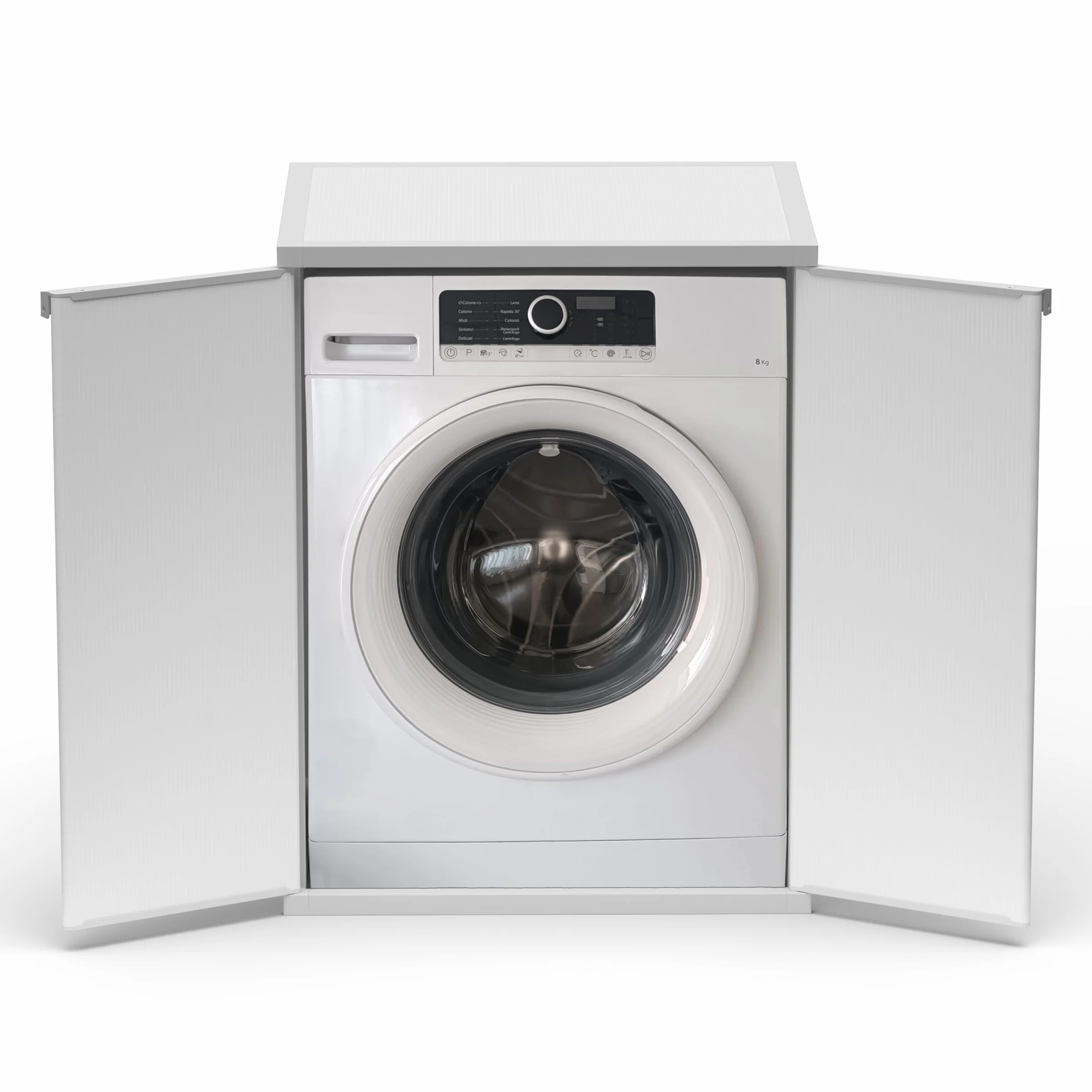 mongardi: Mueble Cubre Lavadora de Resina de PP, PVC y ABS, Universal, fácil de Montar, Resistente a la Humedad, lavadero, Garaje, Exterior, 68,5 x 64,5 x 88 cm, Blanco