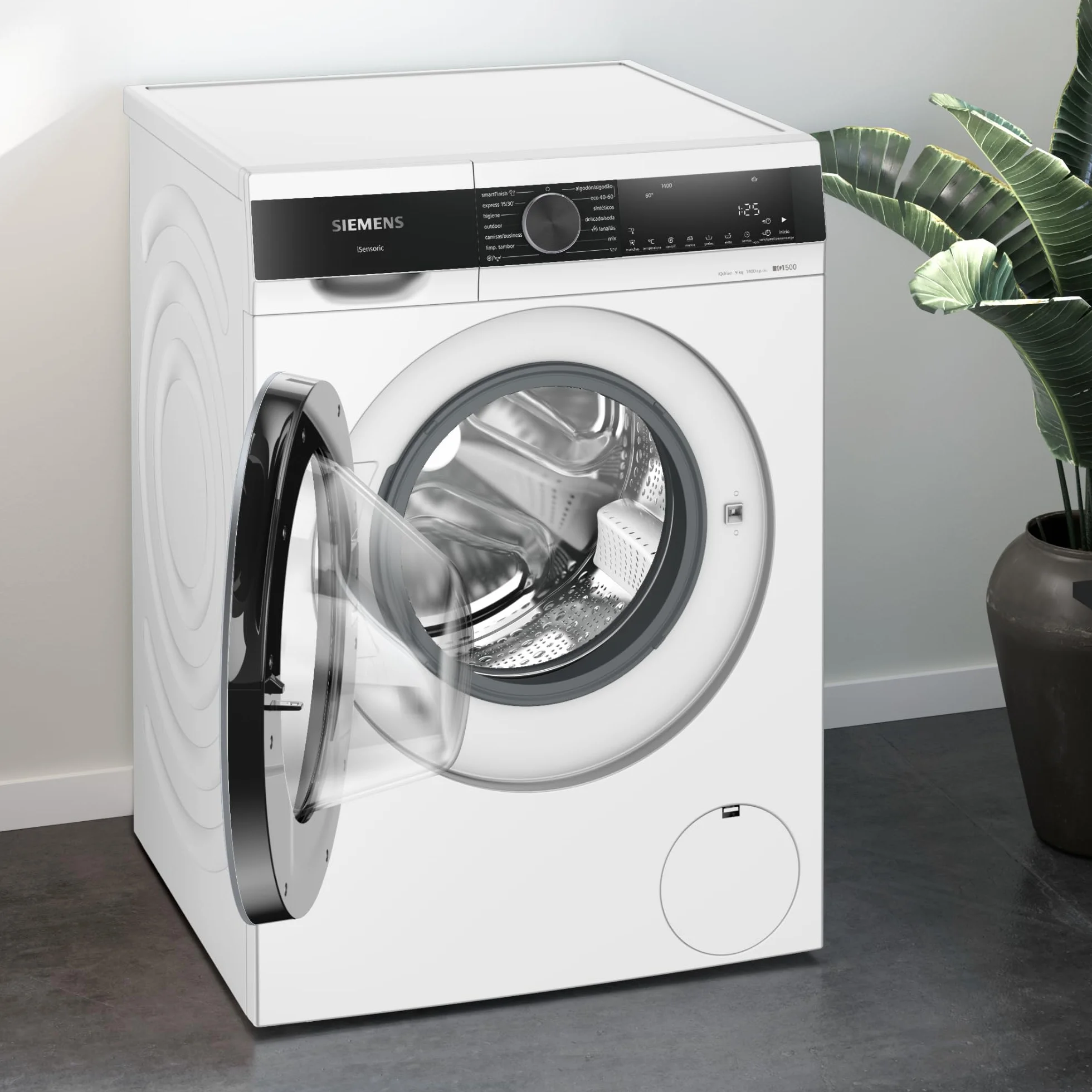 Siemens - Lavadora de carga frontal, 9 kg, 1400 r.p.m, antiManchas, Motor iQdrive, Blanco, WG44G2ZAES
