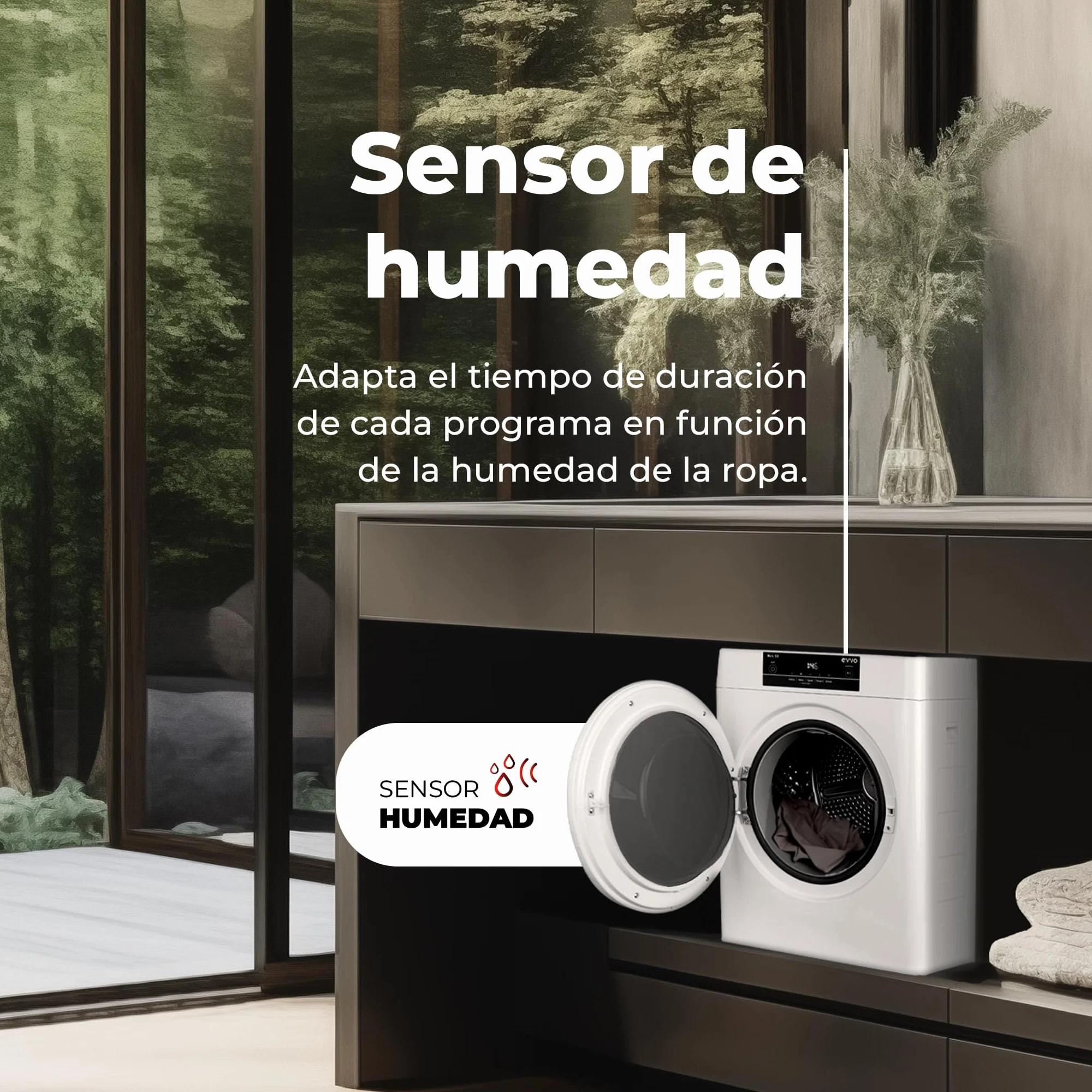 EVVO Secadora De Ropa Mini S3 3kg Portátil Airfresh Sensor Humedad Sin Instalación Blanco