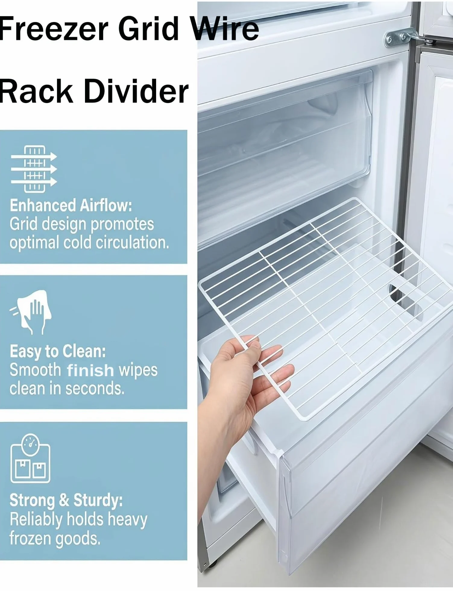 Rejilla de Repuesto Congelador Estante Metálico Refrigerador | Diseño ventilado abierto; for uso doméstico y comercial; Almacenamiento que ahorra espacio(60x55cm)