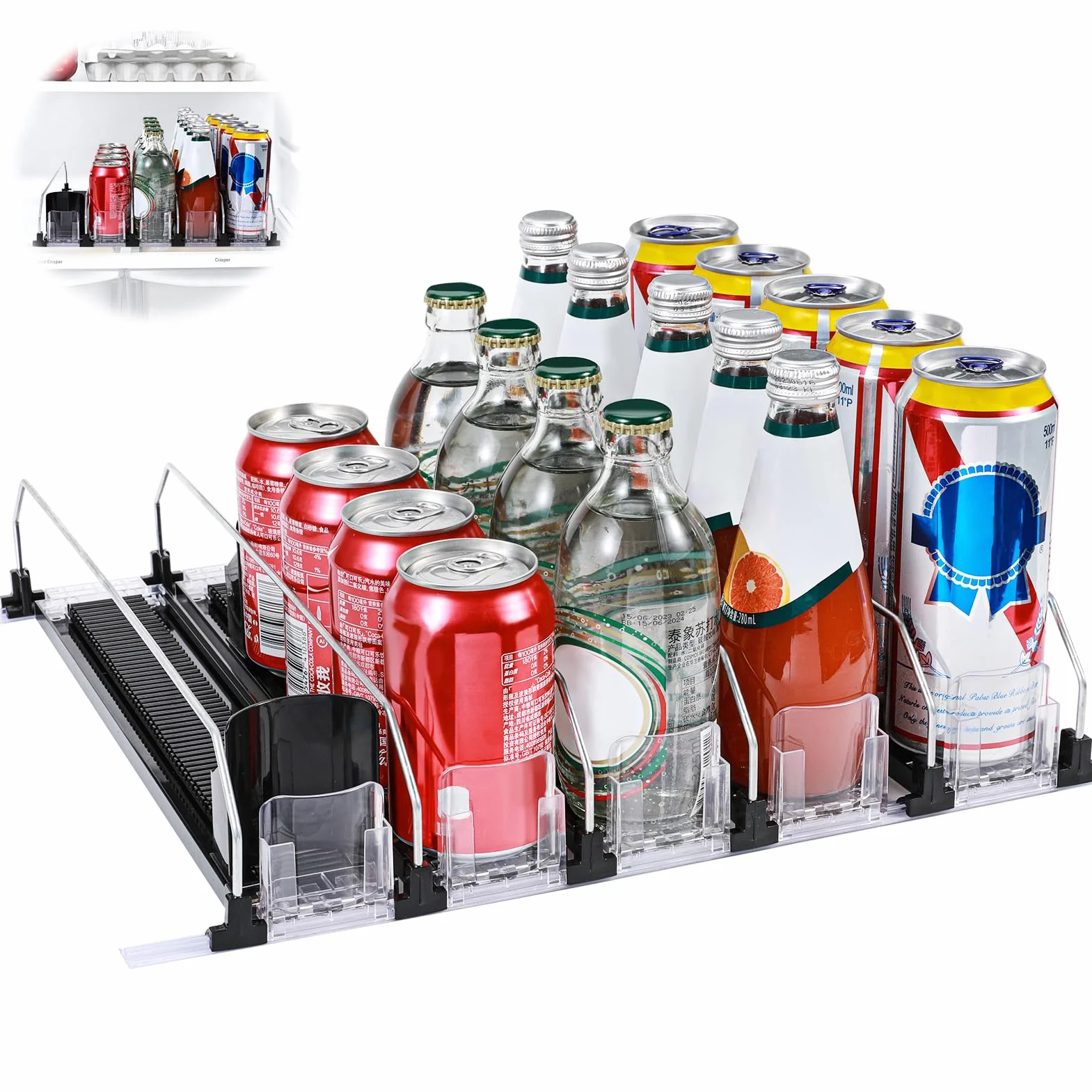 Automático Dispensador Latas Nevera Organizador Latas Frigorífico Refrigerador Cocina Despensa Almacenamiento 25 latas de tamaño estándar de Cerveza Soda Refrescos Bebidas