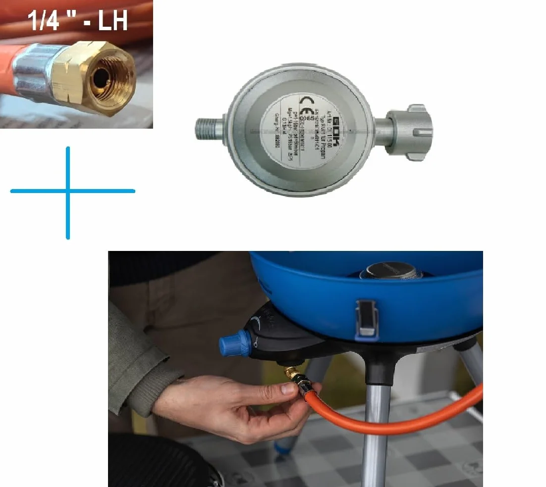 Manguera de gas propano butano | 500cm (5m) | DN 5 Type 21 - Conector LKS 3/8" pulgada | Manguera de gas para conexión rápida y conexión a una bombona de gas o cocina