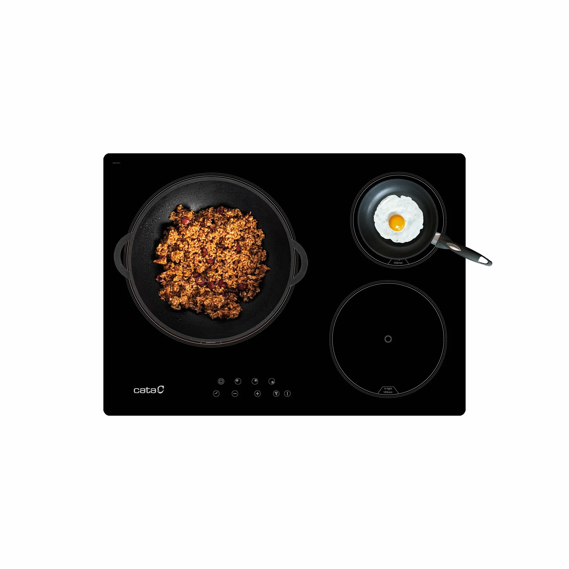 Cata | Placa de inducción | Modelo TT 5003/G | 3 Zonas de Cocción | Placa con 9 Niveles de Potencia Regulables + Booster | Ancho de 59cm | Acabado en Color Negro