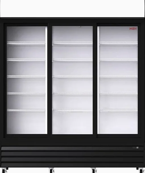 MBH - Armario frigorífico expositor 3 puertas de cristal para hostelería. Nevera expositora industrial refrigerada triple puerta para supermercado y restaurante.