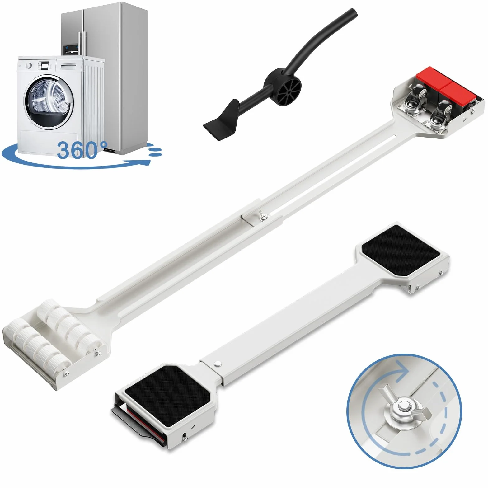 CYFIE Base para Lavadora con Freno, Sistema Deslizante Extensible 360° para Lavadora, Secadora, Frigorífico, Carga 300 kg, Blanco
