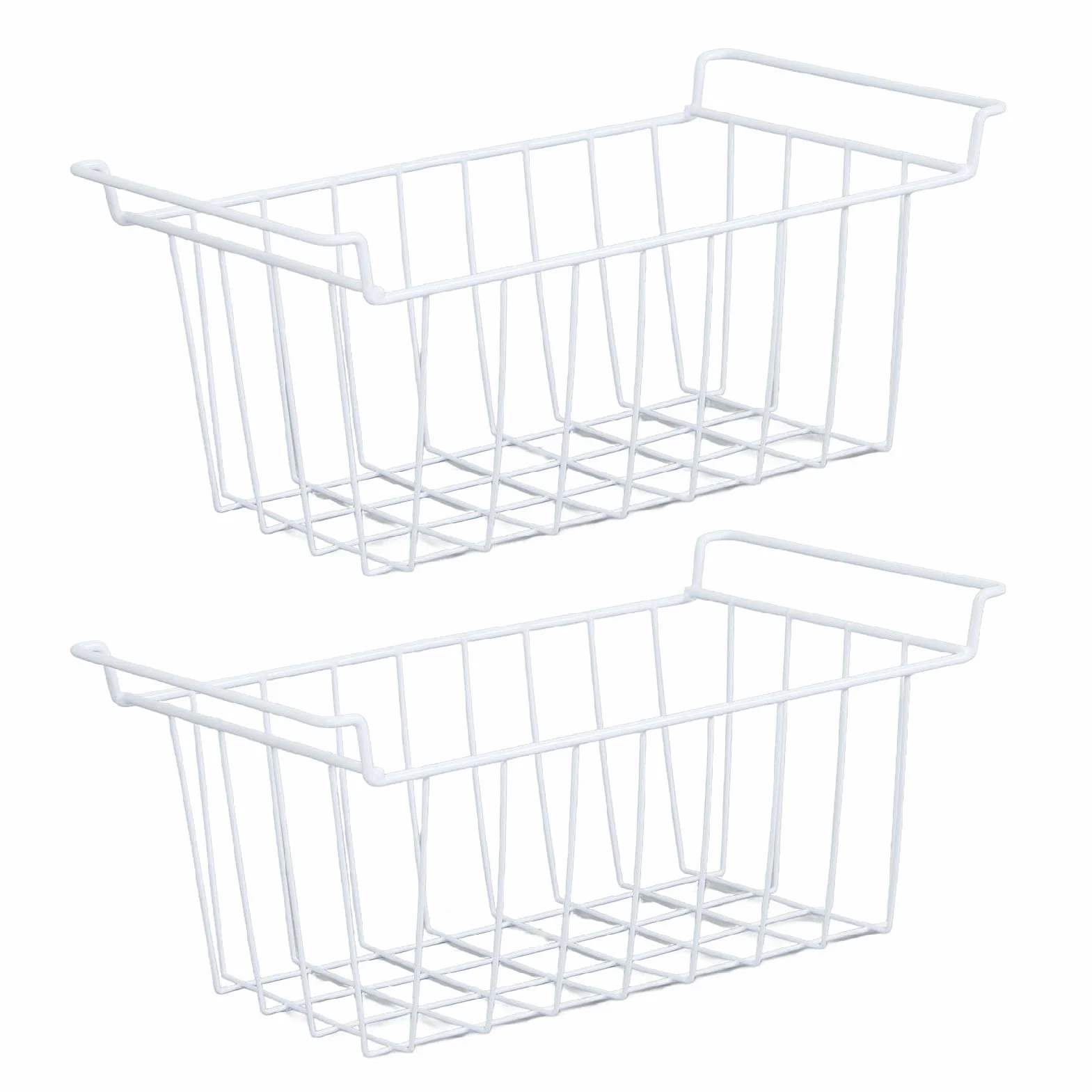 banapoy 2 Cestas de Almacenamiento de Alambre para Congelador, Estante de Metal Colgar Refrigerador, Organizador de Congelador con Asas, Organizaciónen el Pecho (L 45 cm X W 24,5 cm X H 20 cm)