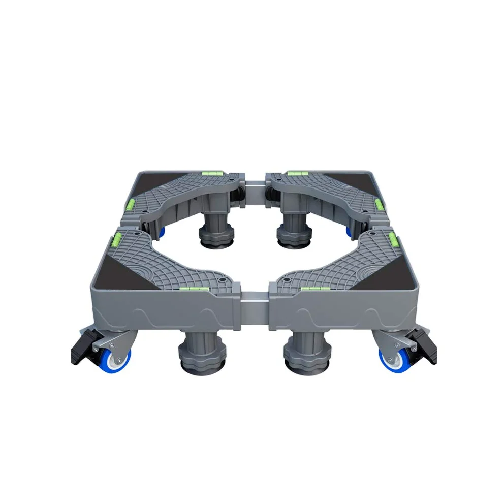 Carro de lavadora ajustable con ruedas, base reforzada para nevera, congelador, secadora, aire acondicionado, enfriador de vino, se adapta a 40-68 cm, 4 ruedas y 4 patas (gris)