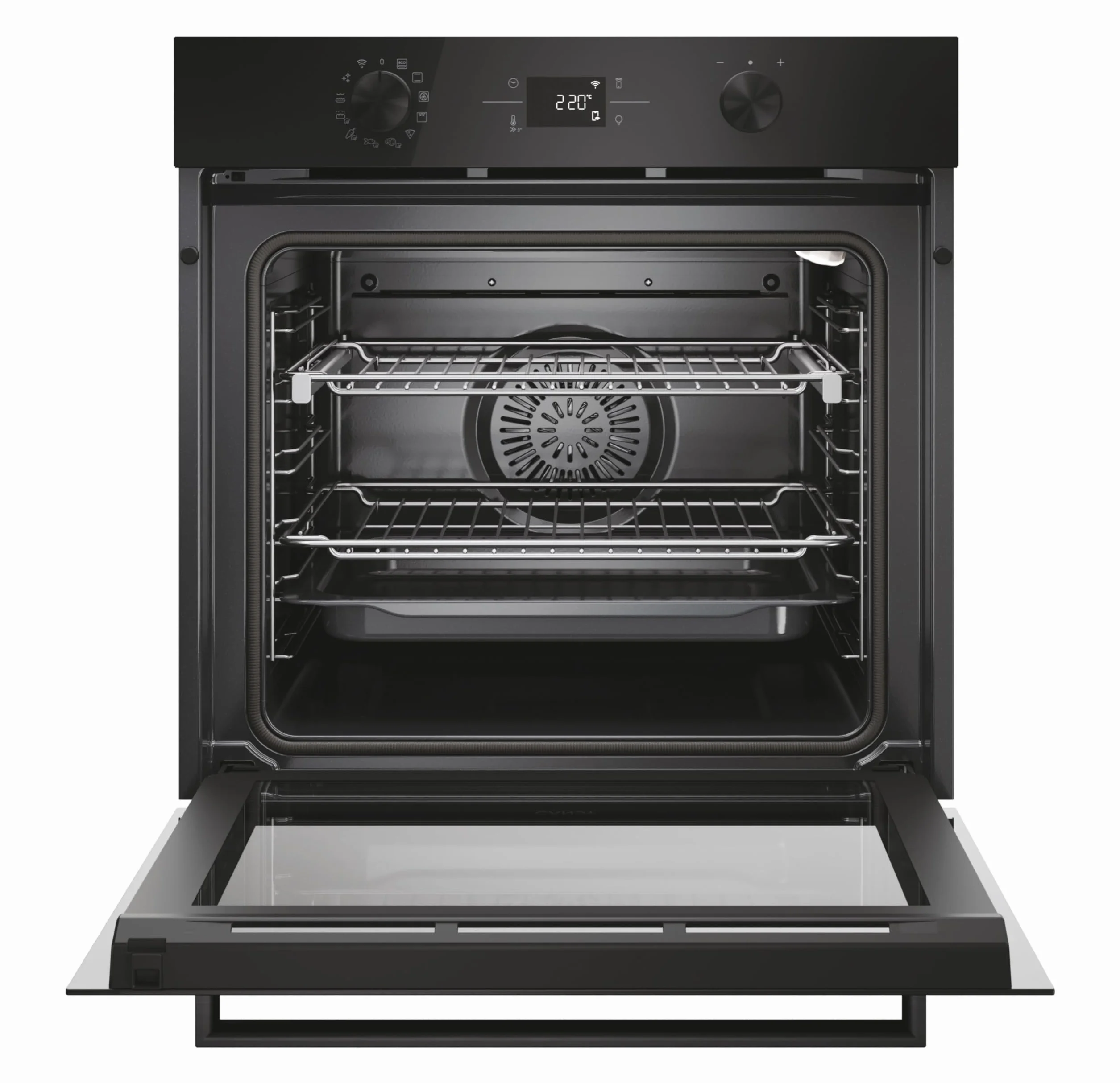Candy C-Bake 600 CA6 N5B3EYTB, Horno Multifunción, 78L, WIFI, 3300W, 1 Bandeja y 2 Rejillas, Pirólisis + Aquálisis, Convección, 13 Funciones, Puerta 4 Cristales, Full Black