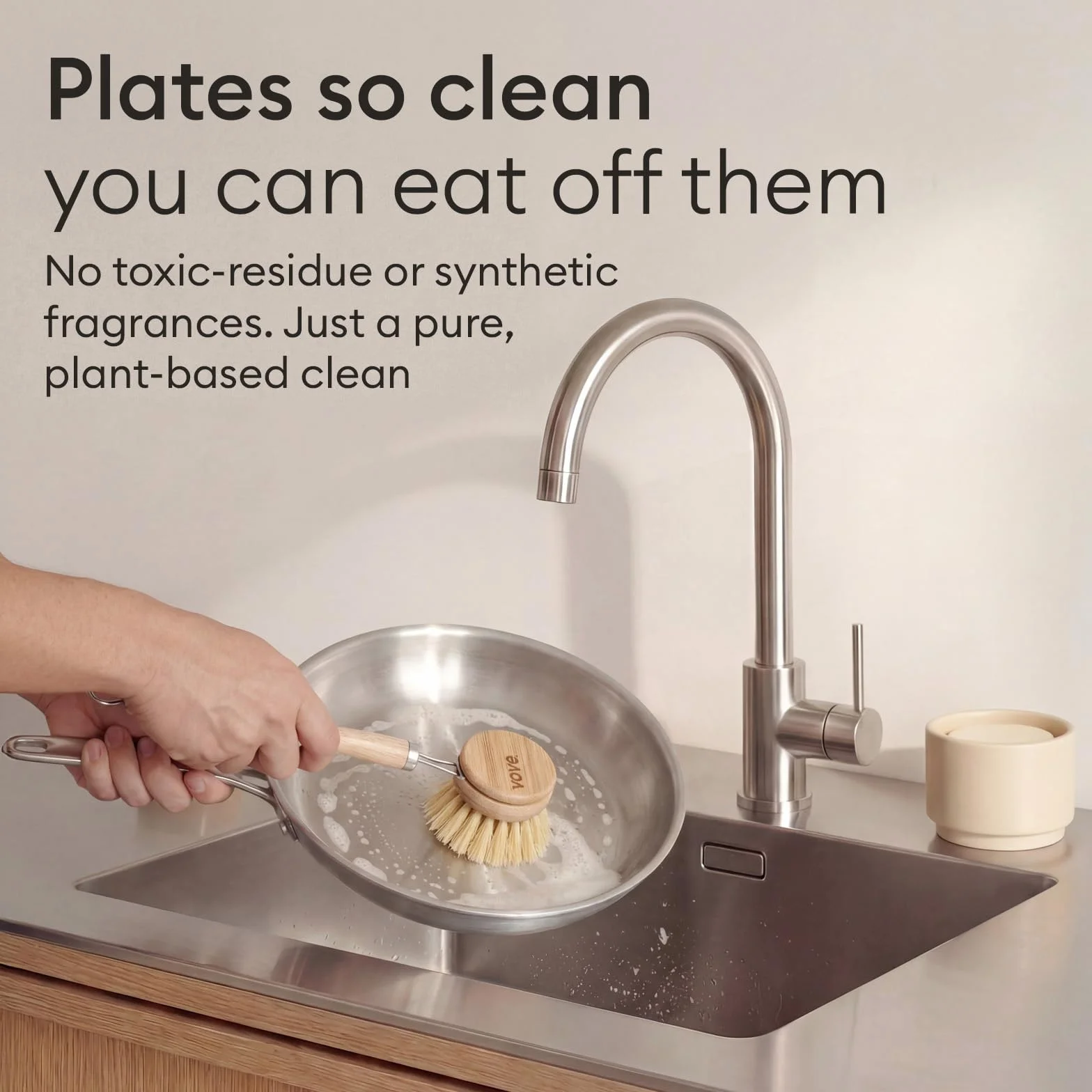 Vove | Paquete completo de lavavajillas ecológico | Cepillo para platos, cepillo para fregar, 3 esponjas y 30 tabletas para lavavajillas | Limpieza sostenible y biodegradable | Limpieza sostenible |