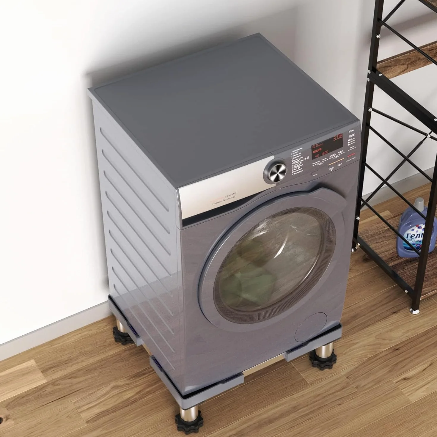 DEWEL Base para Lavadora, Base Ajustable para Frigorífico, Lavavajillas, Congelador, Mueble de Cocina y Electrodomésticos Estáticos (Ajustable 45-67 cm, Altura 13-17 cm)