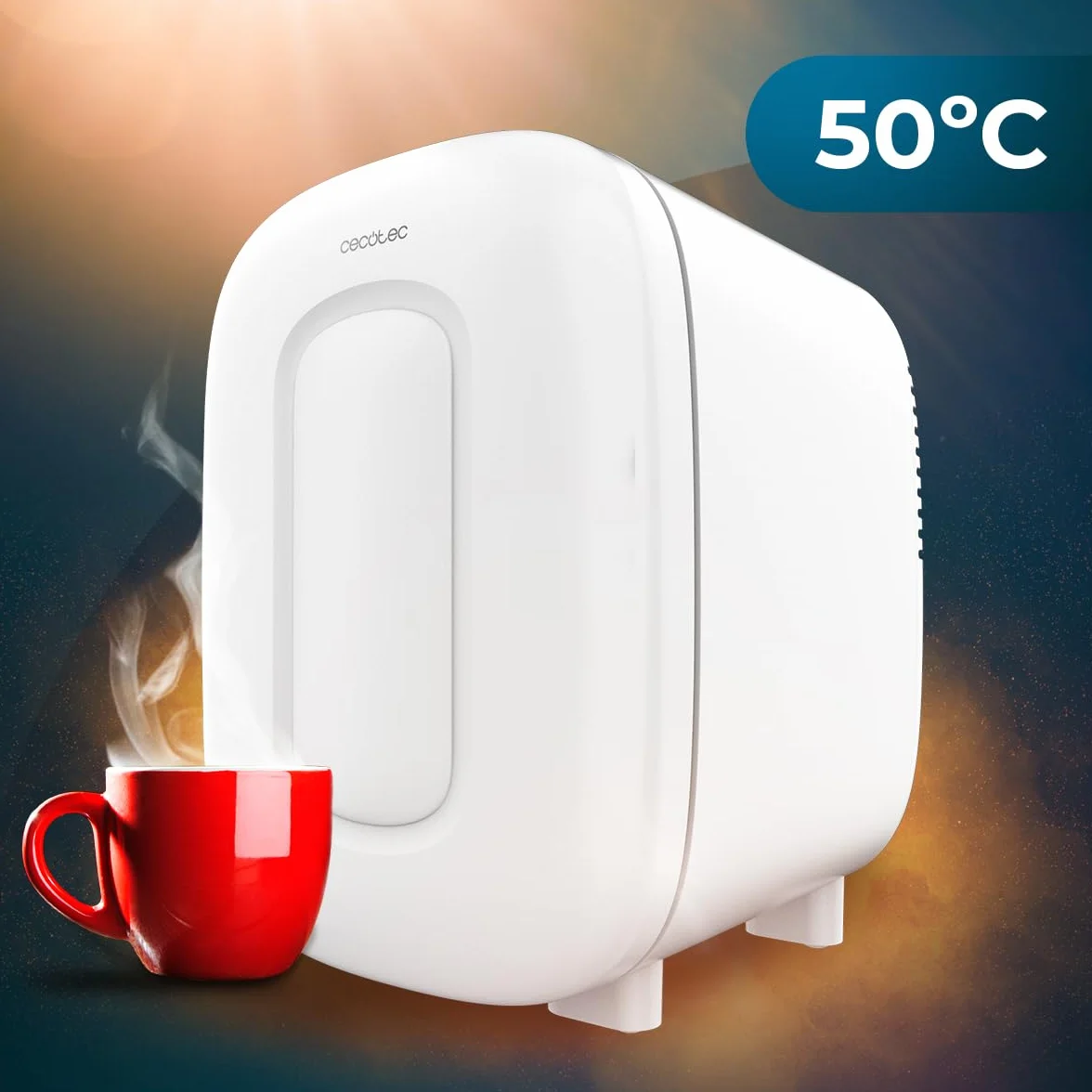 Cecotec Mini Nevera Bolero MiniCooling 4L Bora White, Funcionamiento 12V-220V, Compatible coche y caravanas, Función enfriamiento y calentamiento, Rango temperatura 5-65º, Transporte fácil