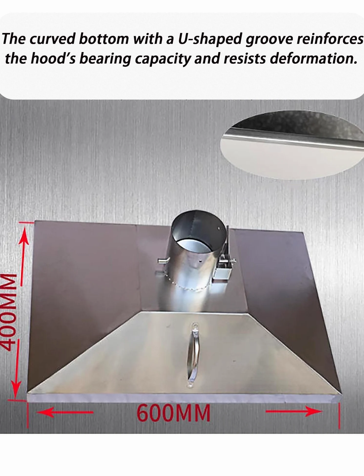 Campana extractora Industrial de Acero Inoxidable - Colector de Humo Cuadrado para Soldadura, Corte láser y extracción de Polvo (400 x 400 mm) - Solución de ventilación de Alta Resistencia