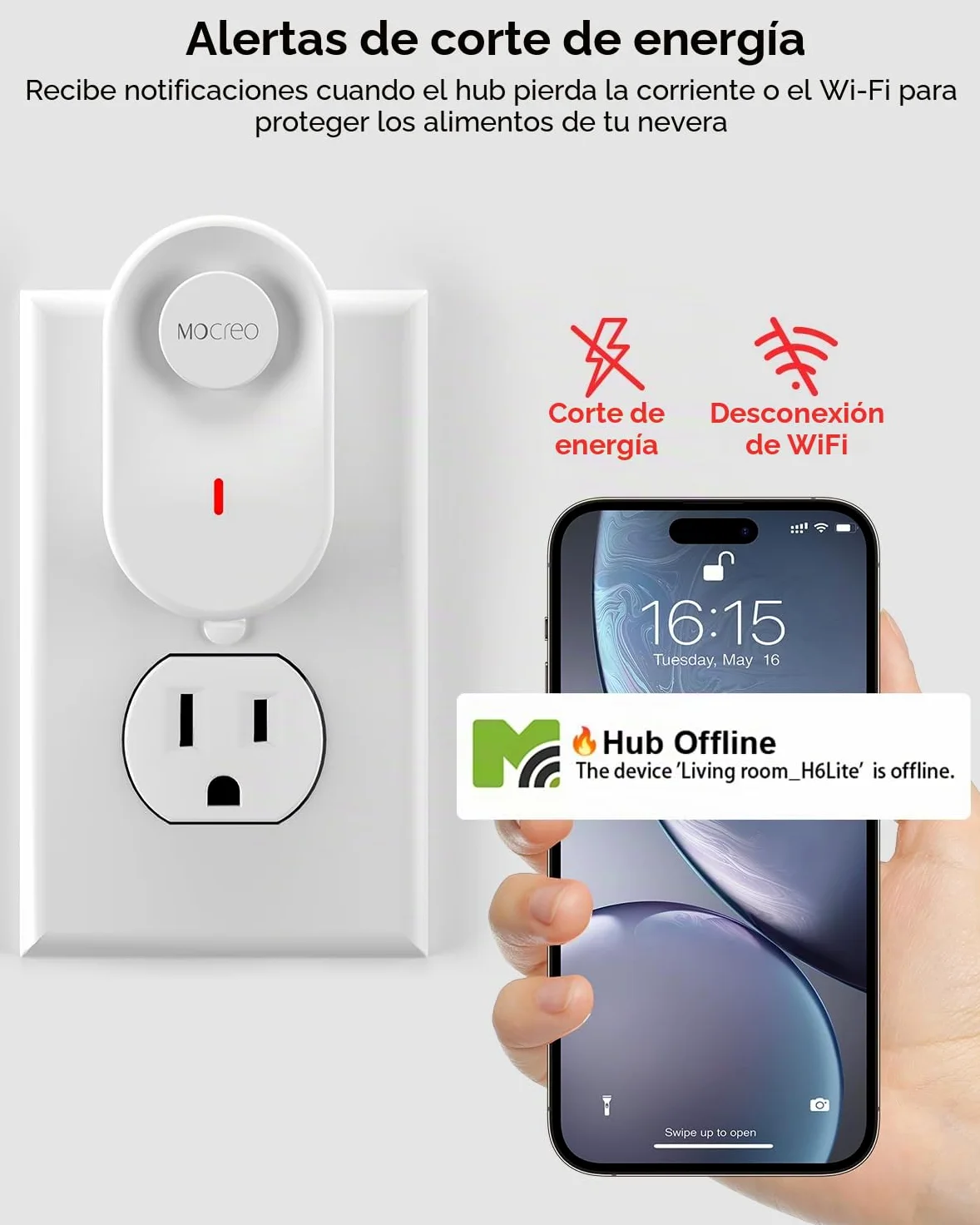 MOCREO Termómetro WiFi para congelador, alerta por correo electrónico, notificación de aplicación, exportación de registros de datos, sin tarifa de suscripción, sensor de temperatura inalámbrico